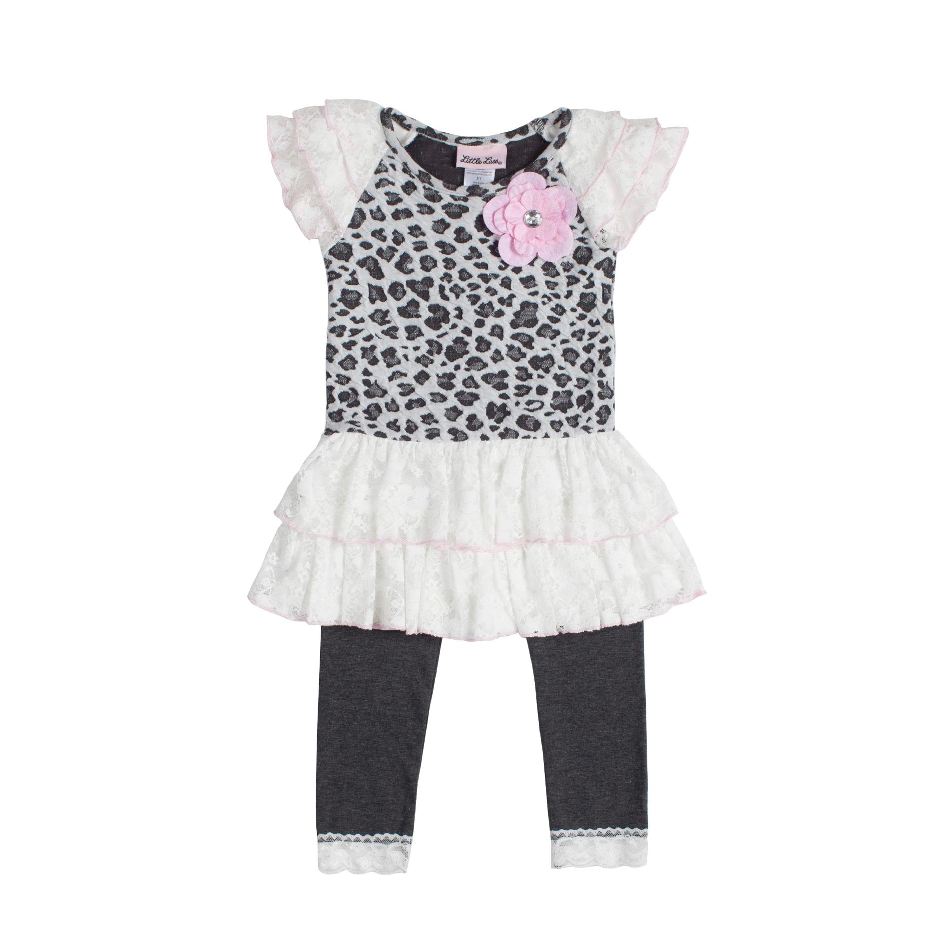Little Lass Infant & Toddler Girl's Tunic & Leggings - Leopard Print