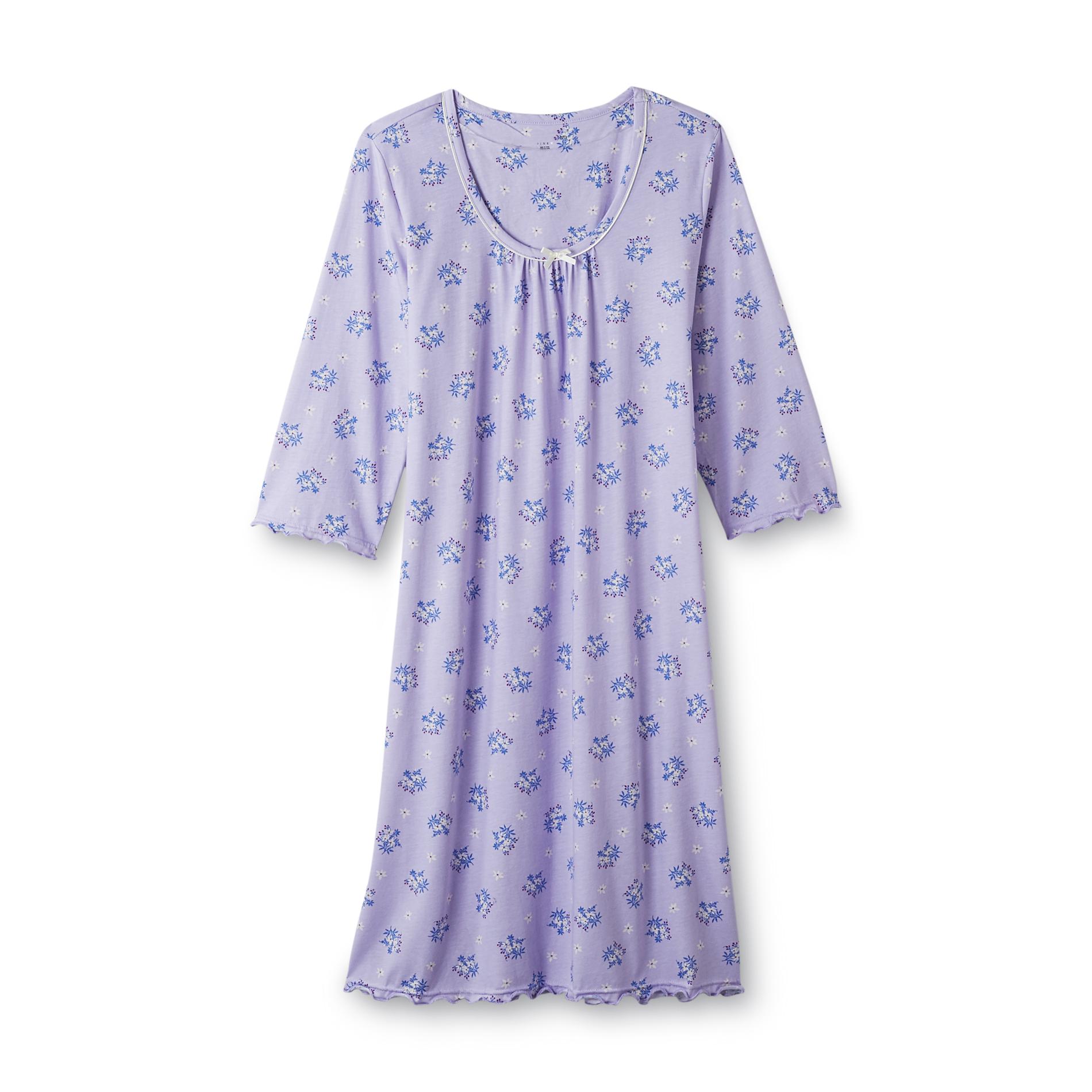 Pink K Women's Nightgown - Floral Print
