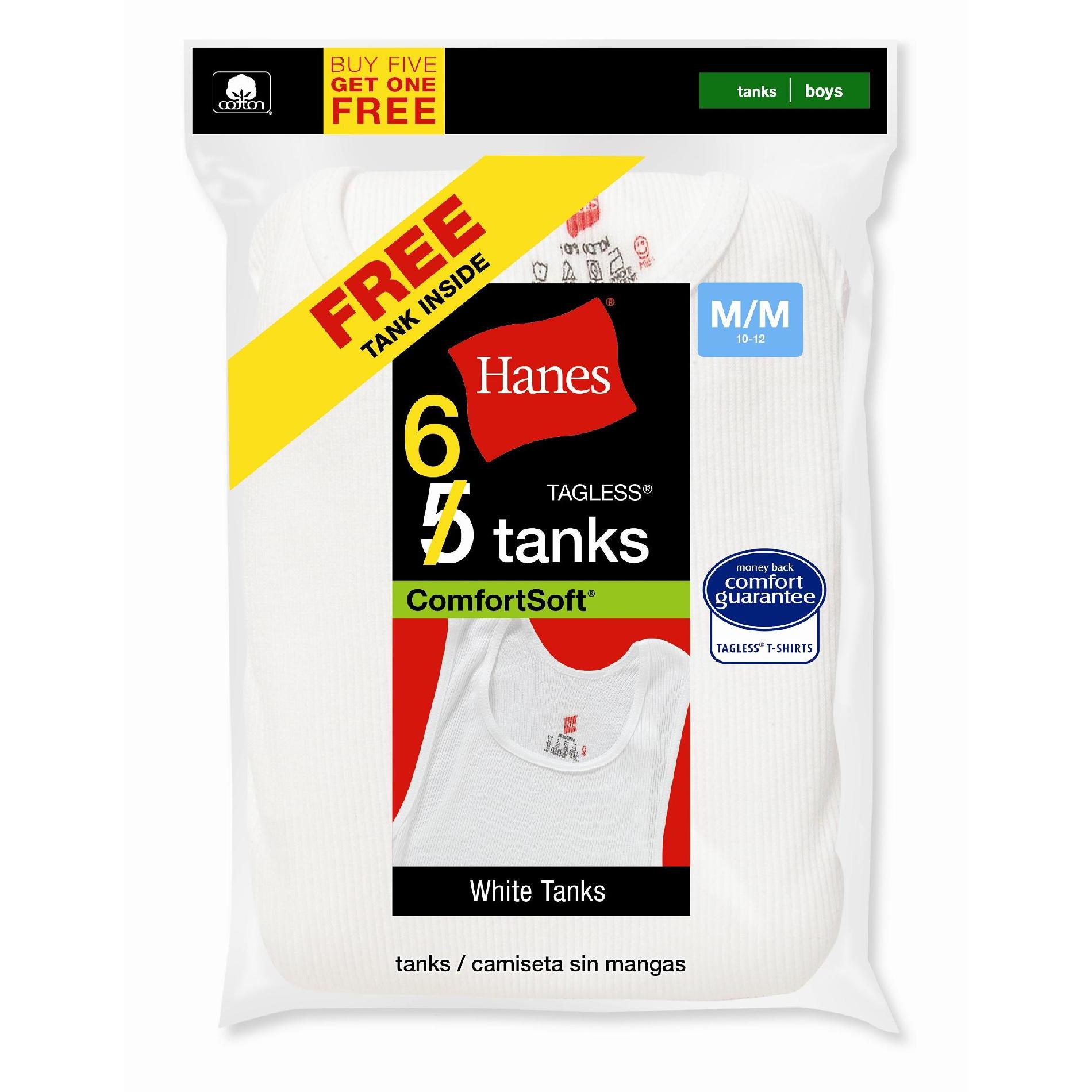 Hanes Boys White A-Shirts - 5 +1 Pack