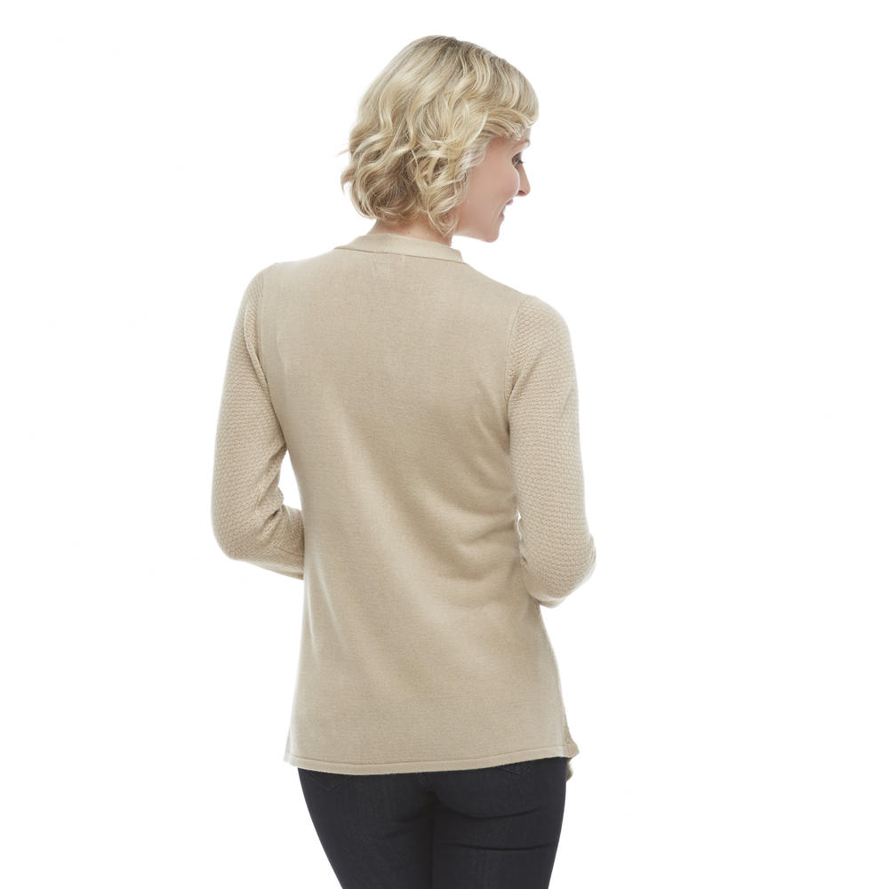 Jaclyn Smith Women's Textured Open-Front Cardigan