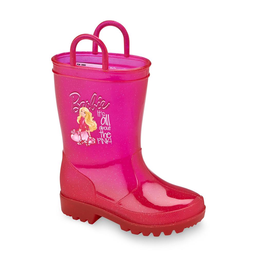 Mattel Barbie Toddler Girl's Pink Glitter Light-Up Rain Boot