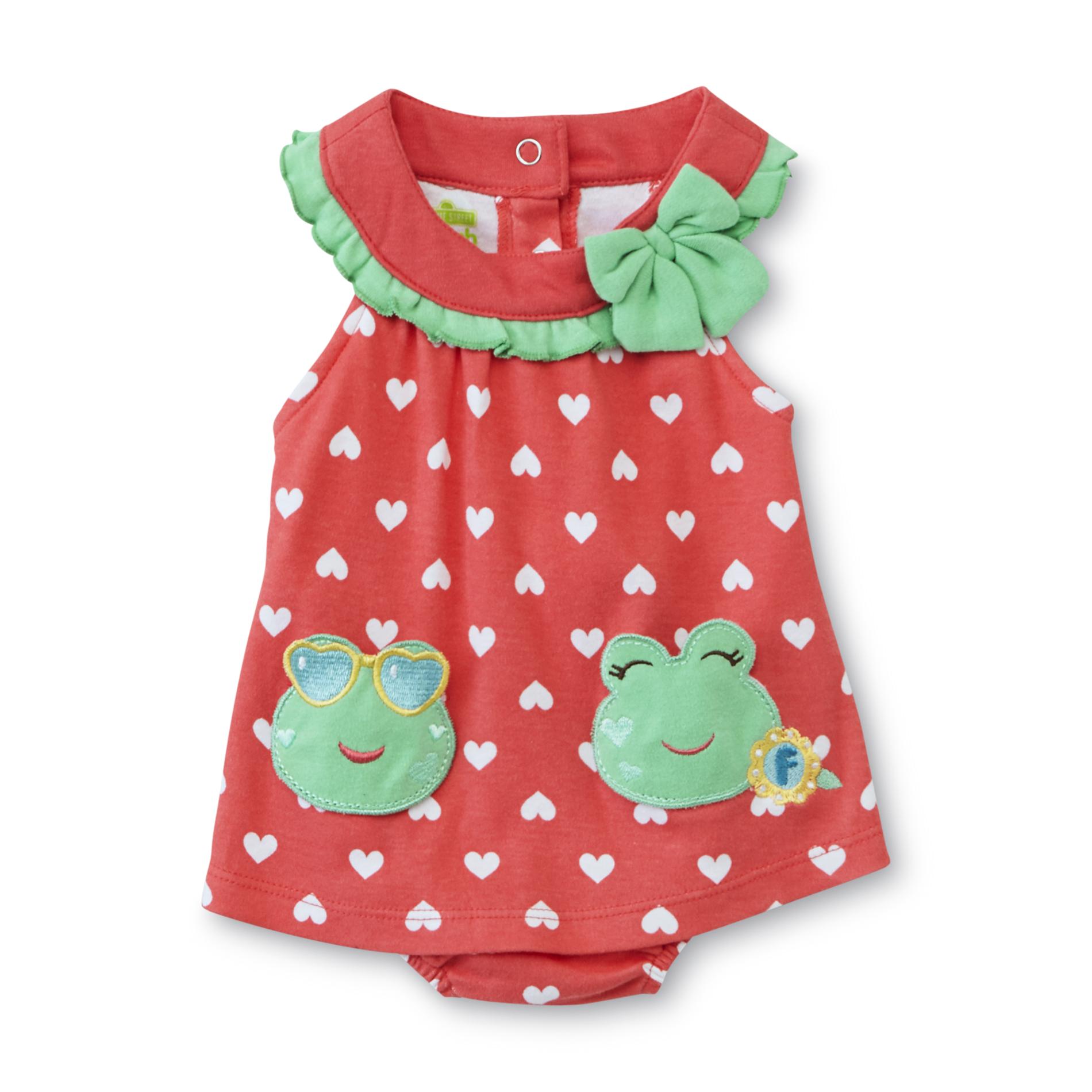 WATCH ME GROW Newborn Girl's Romper - Frogs  Hearts & Polka Dot