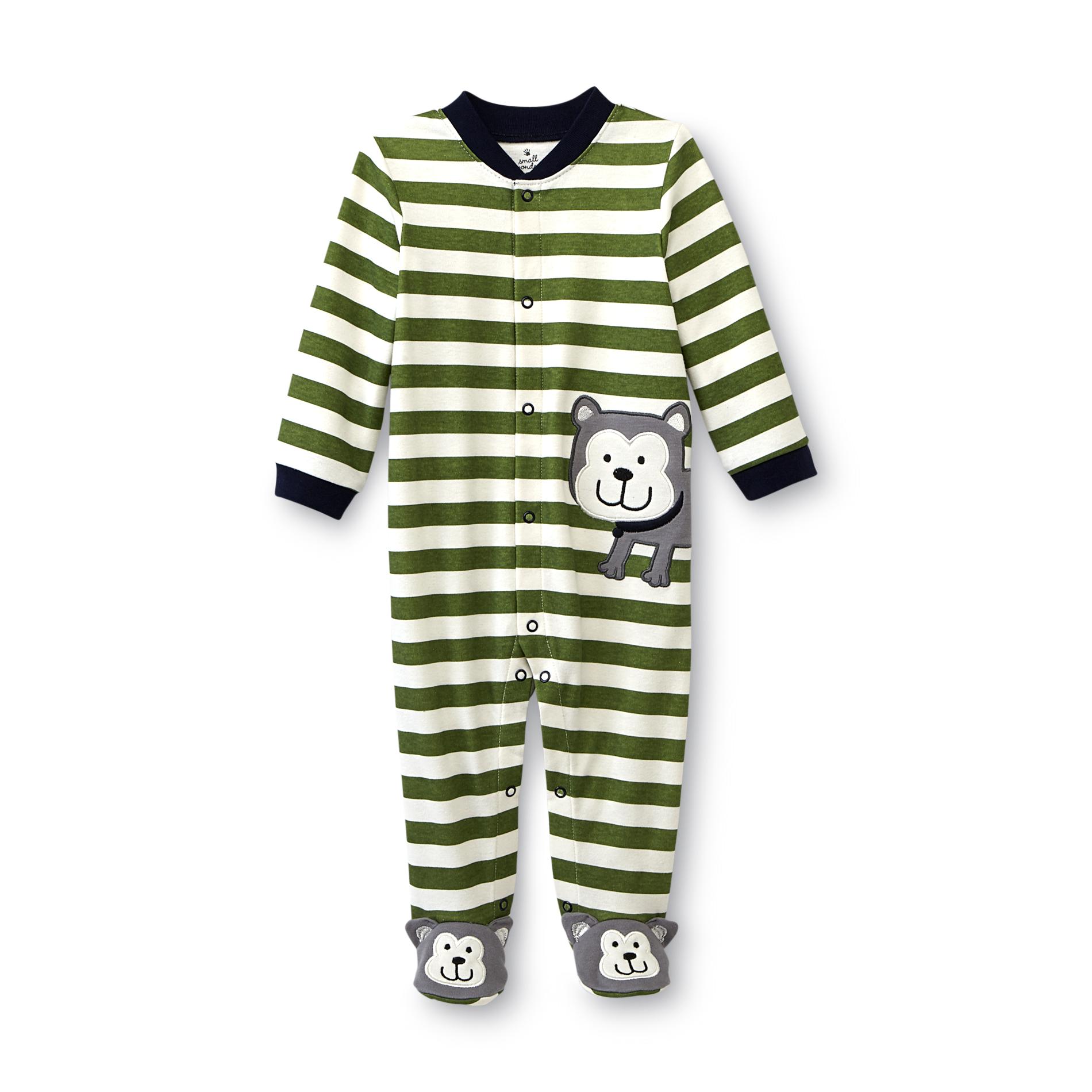 Small Wonders Newborn Boy's Footed Sleeper Pajamas - Dog & Striped