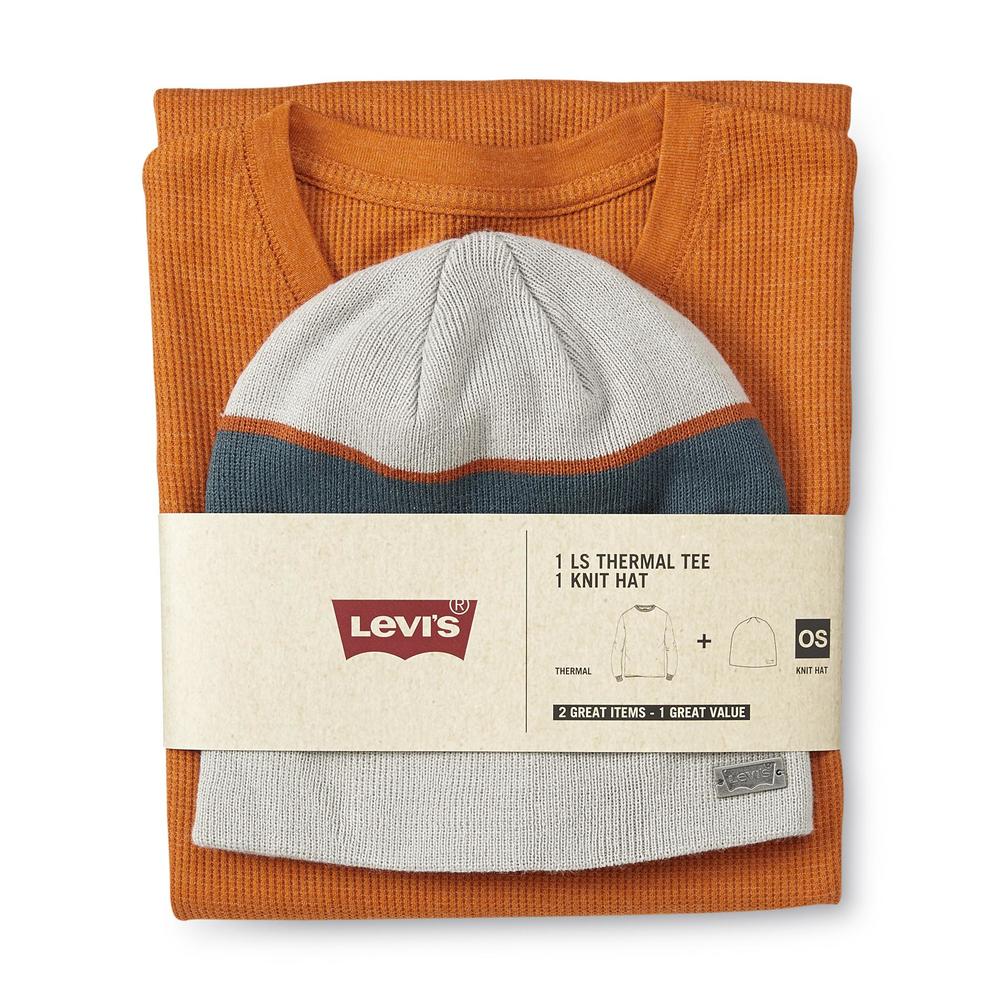 Levi's Men's Thermal Shirt & Beanie Hat - Striped