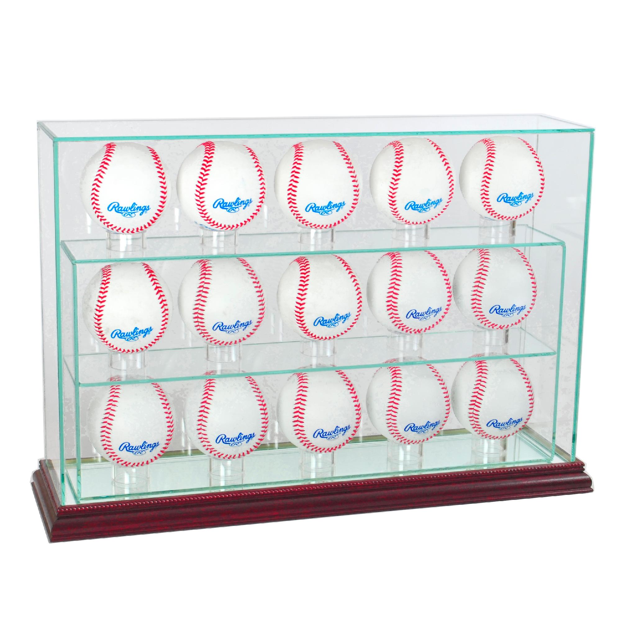 Perfect Cases 15 Baseball Upright Display Case with Cherry Finish