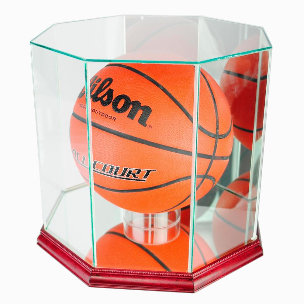 Perfect Cases Octagon Basketball Display Case with Cherry Finish