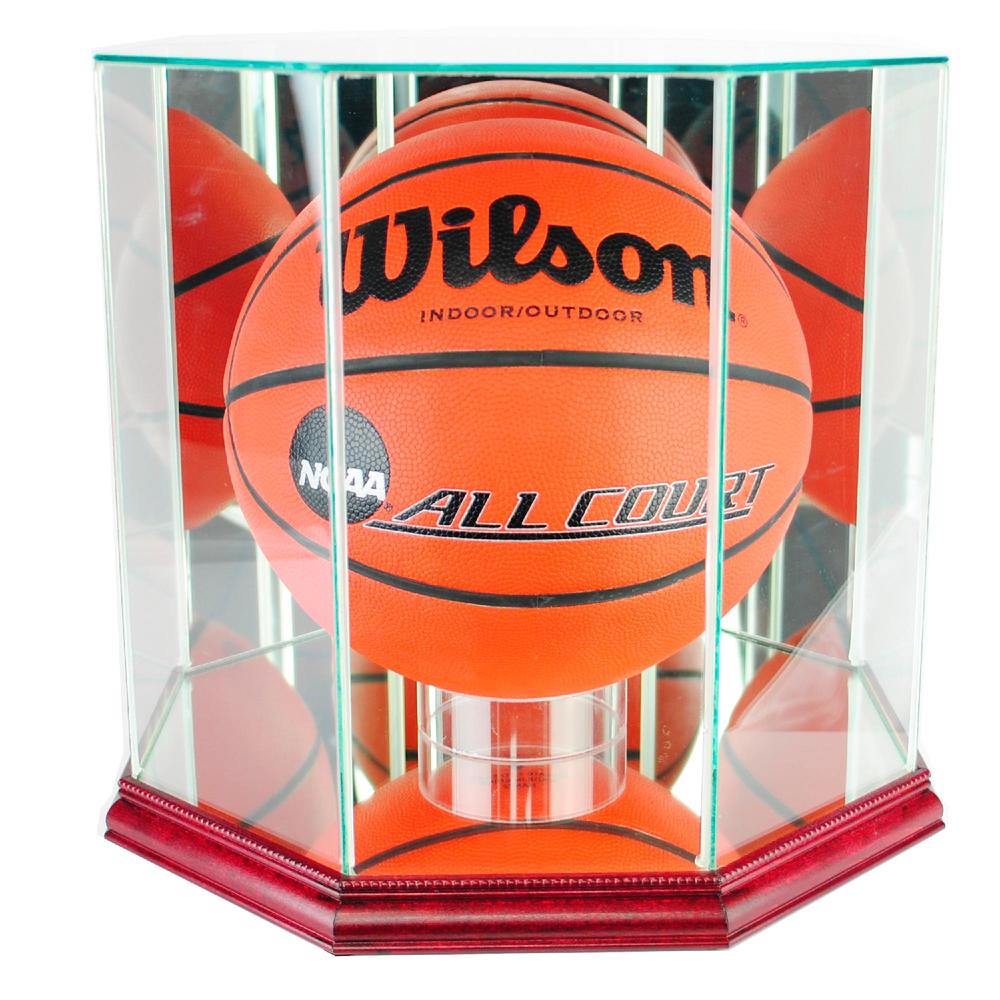 Perfect Cases Octagon Basketball Display Case with Cherry Finish