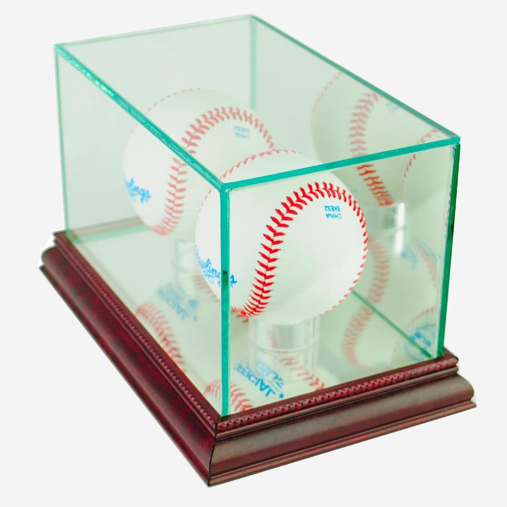Perfect Cases Double Baseball Display Case with Cherry Finish