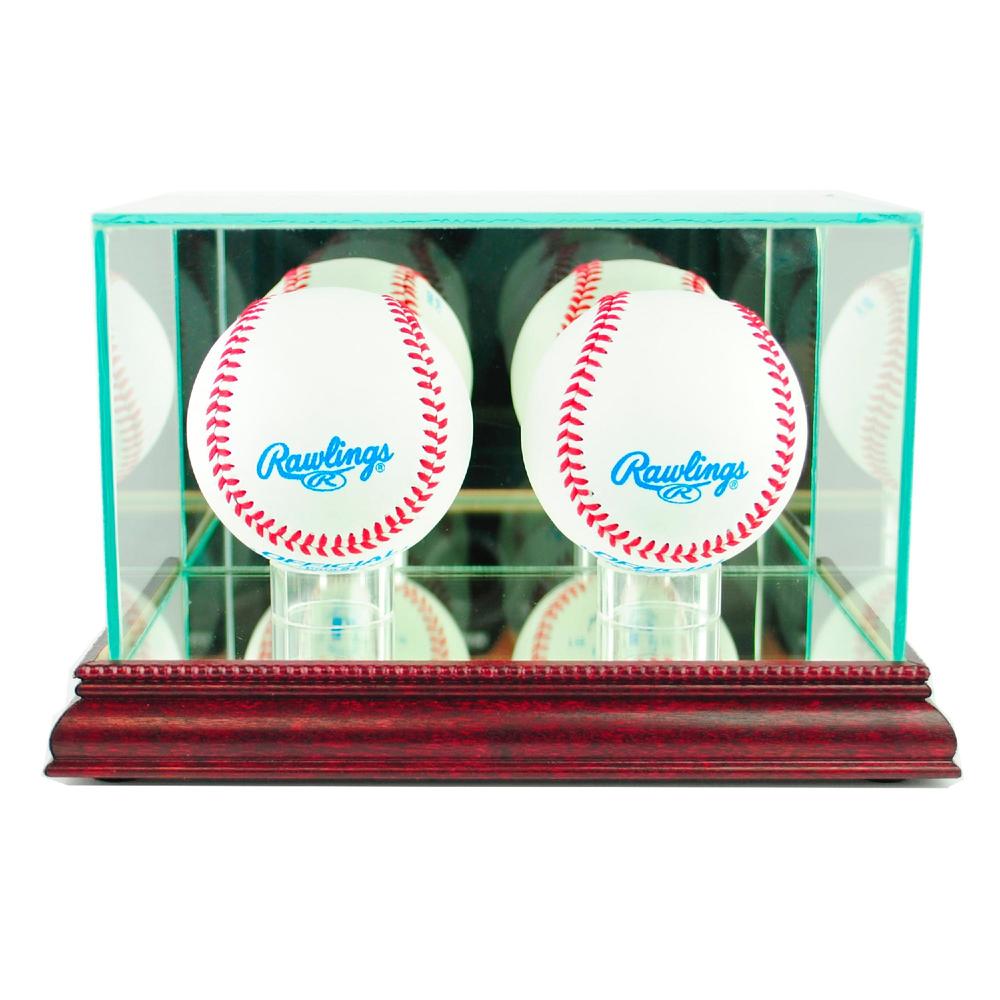 Perfect Cases Double Baseball Display Case with Cherry Finish