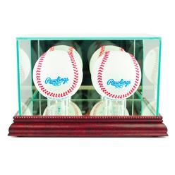 Perfect Cases DBBSB-C Double Baseball Display Case- Cherry