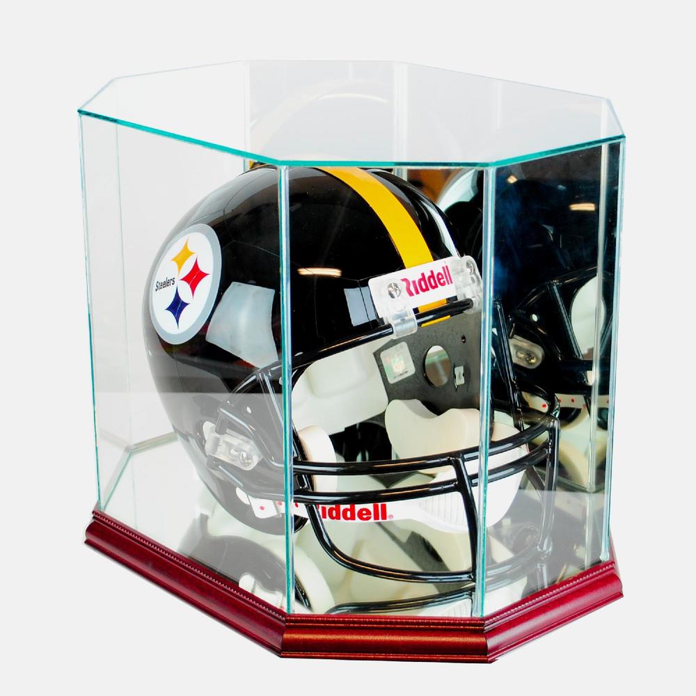 Perfect Cases Octagon Full Size Football Helmet Display Case with Cherry Finish