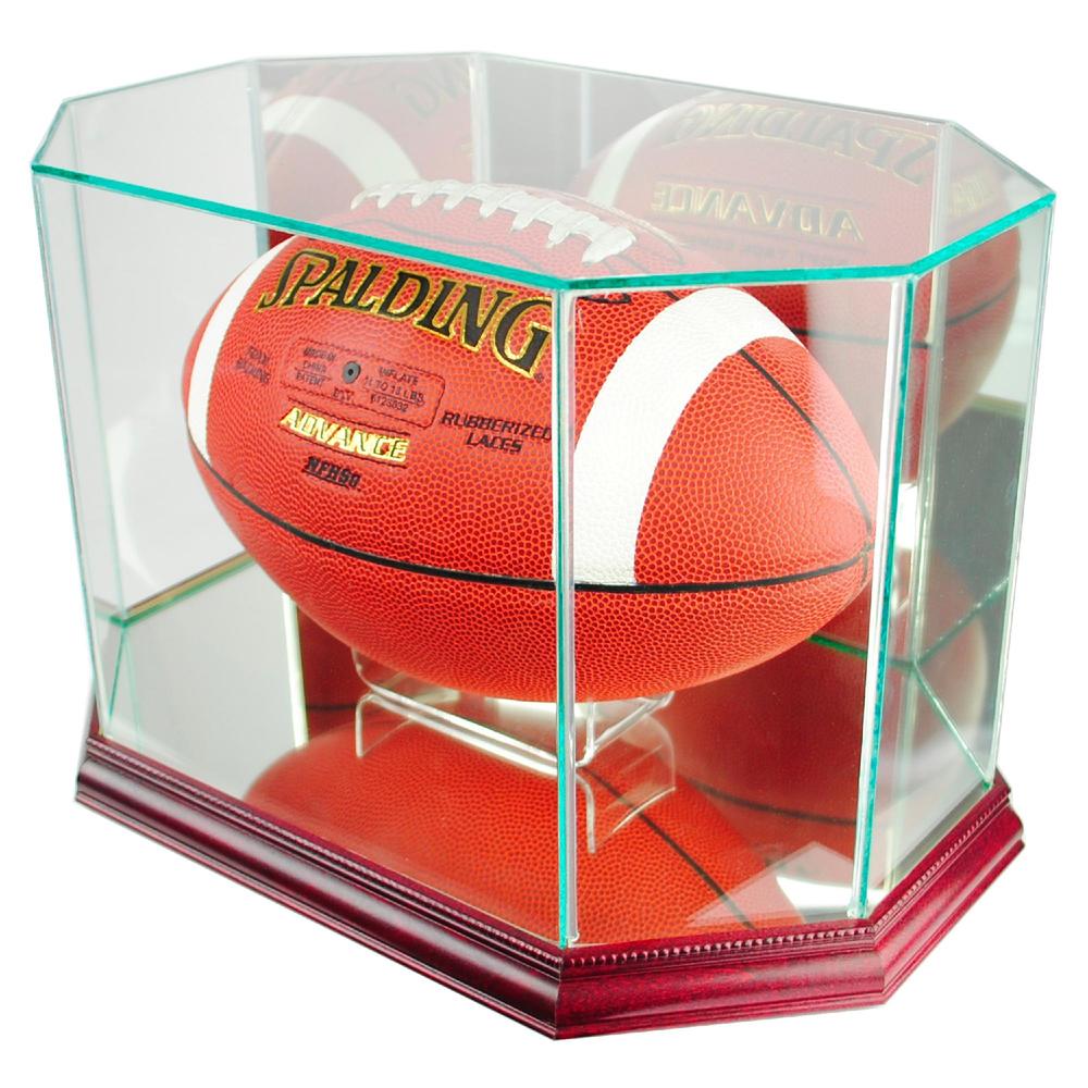 Perfect Cases Octagon Football Display Case with Cherry Finish
