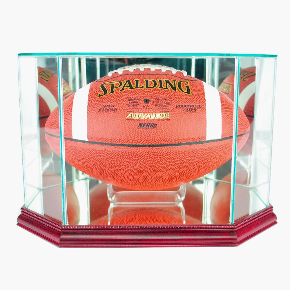 Perfect Cases Octagon Football Display Case with Cherry Finish