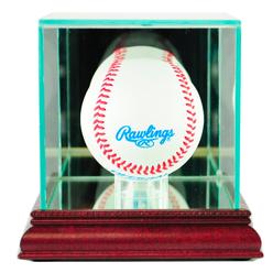 Perfect Cases SBSB-C Single Baseball Display Case- Cherry