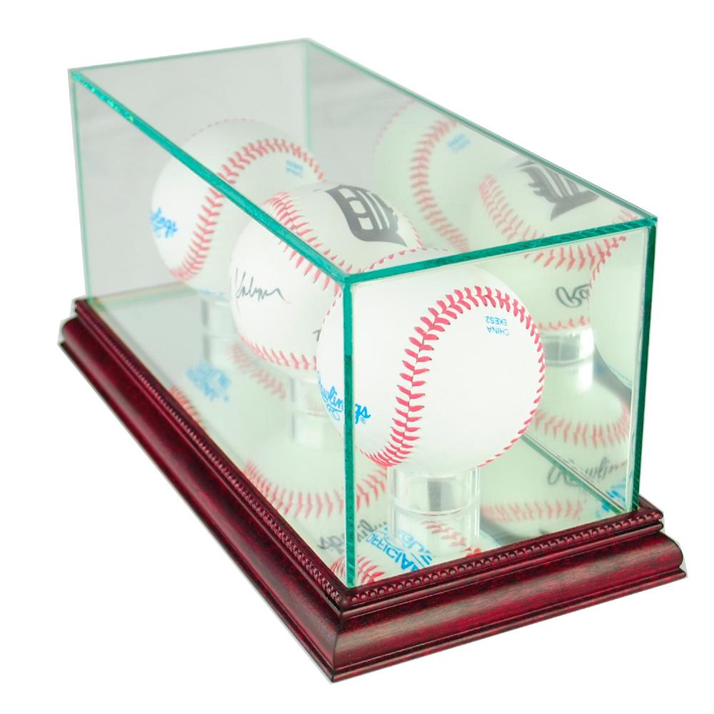 Perfect Cases Triple Baseball Display Case with Cherry Finish