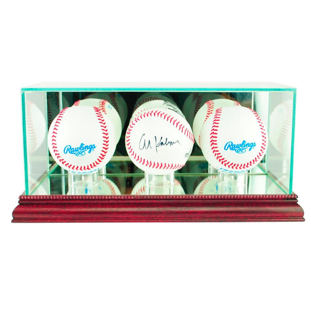 Perfect Cases Triple Baseball Display Case with Cherry Finish