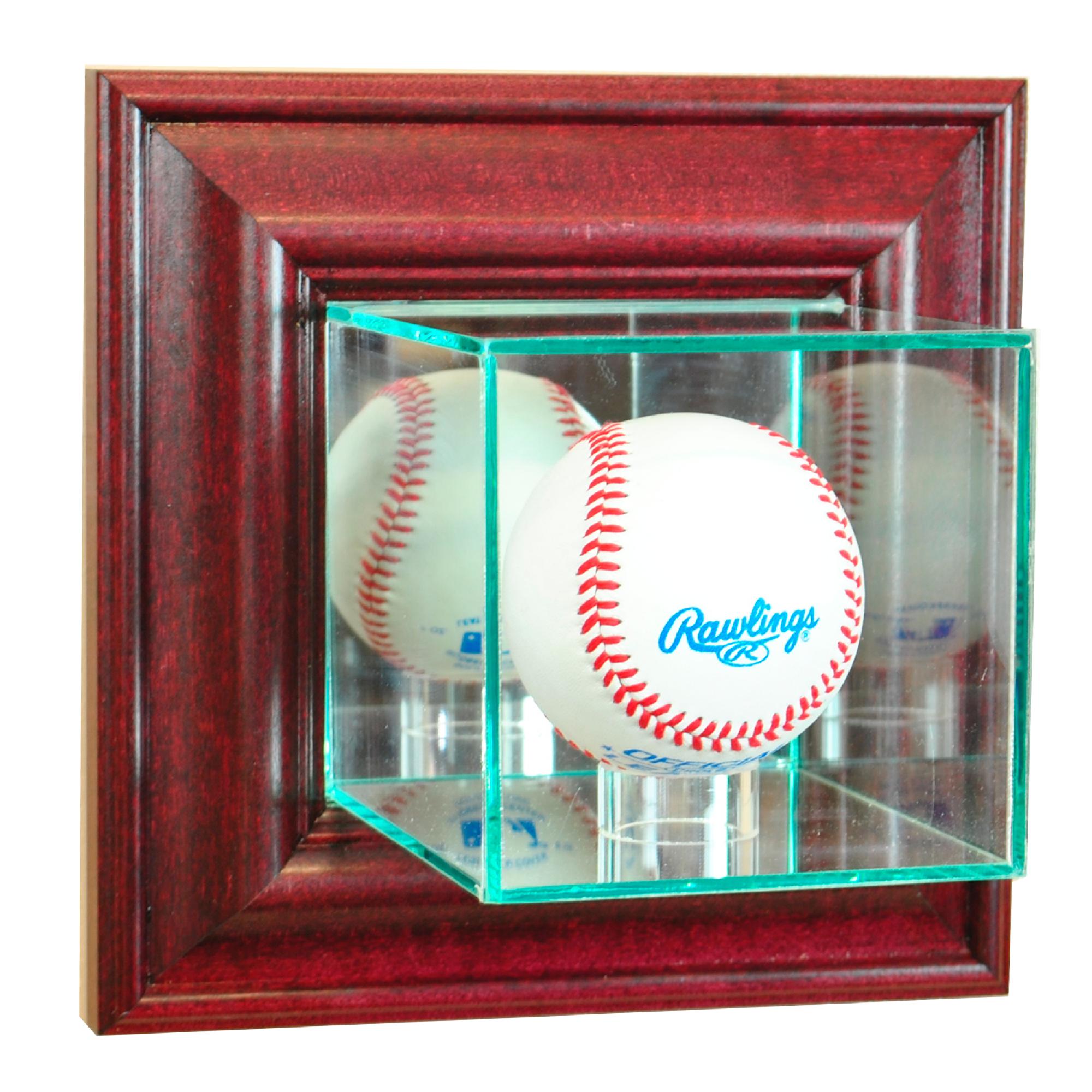 Perfect Cases Wall Mounted Baseball Display Case with Cherry Finish