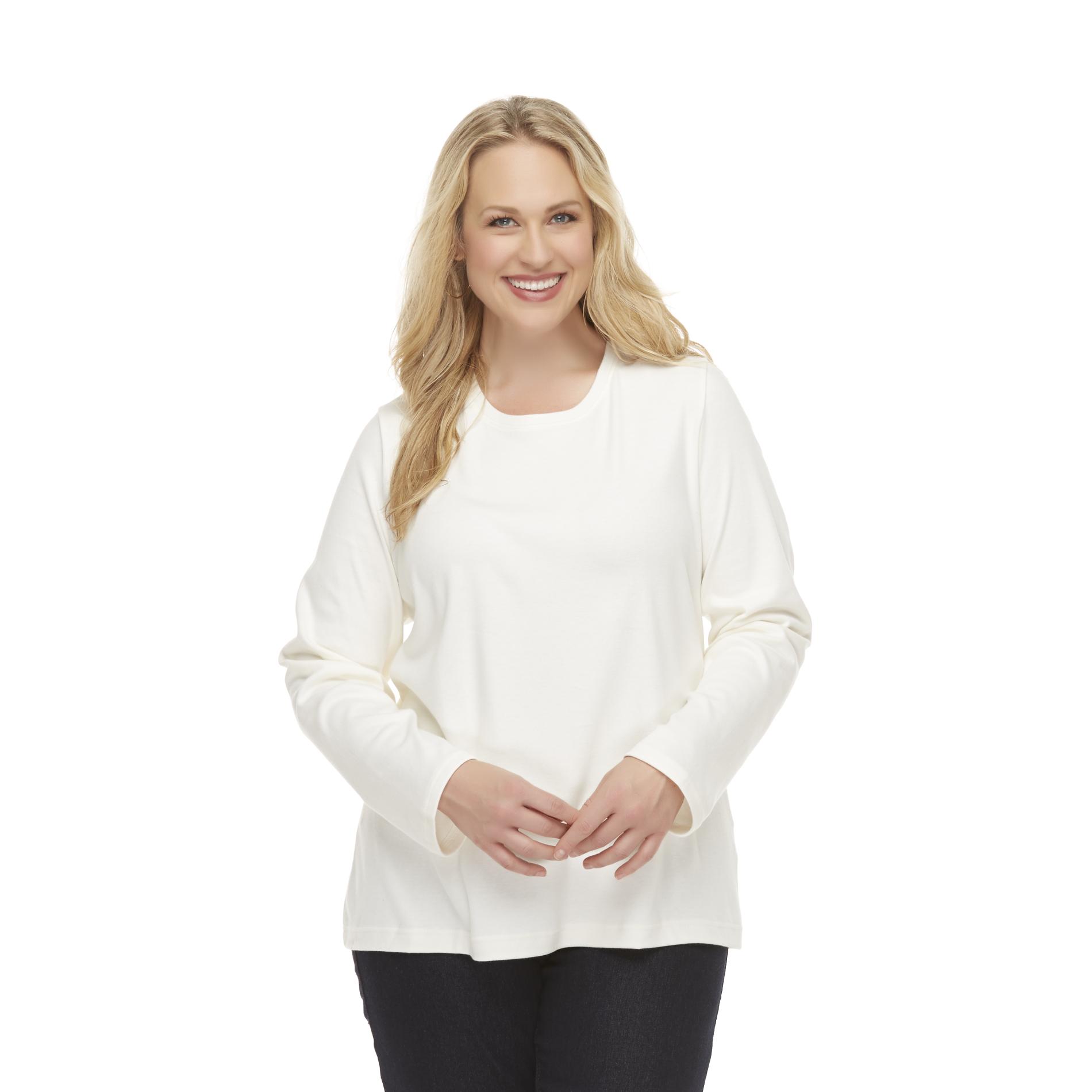 Basic Editions Women's Plus Long-Sleeve T-Shirt