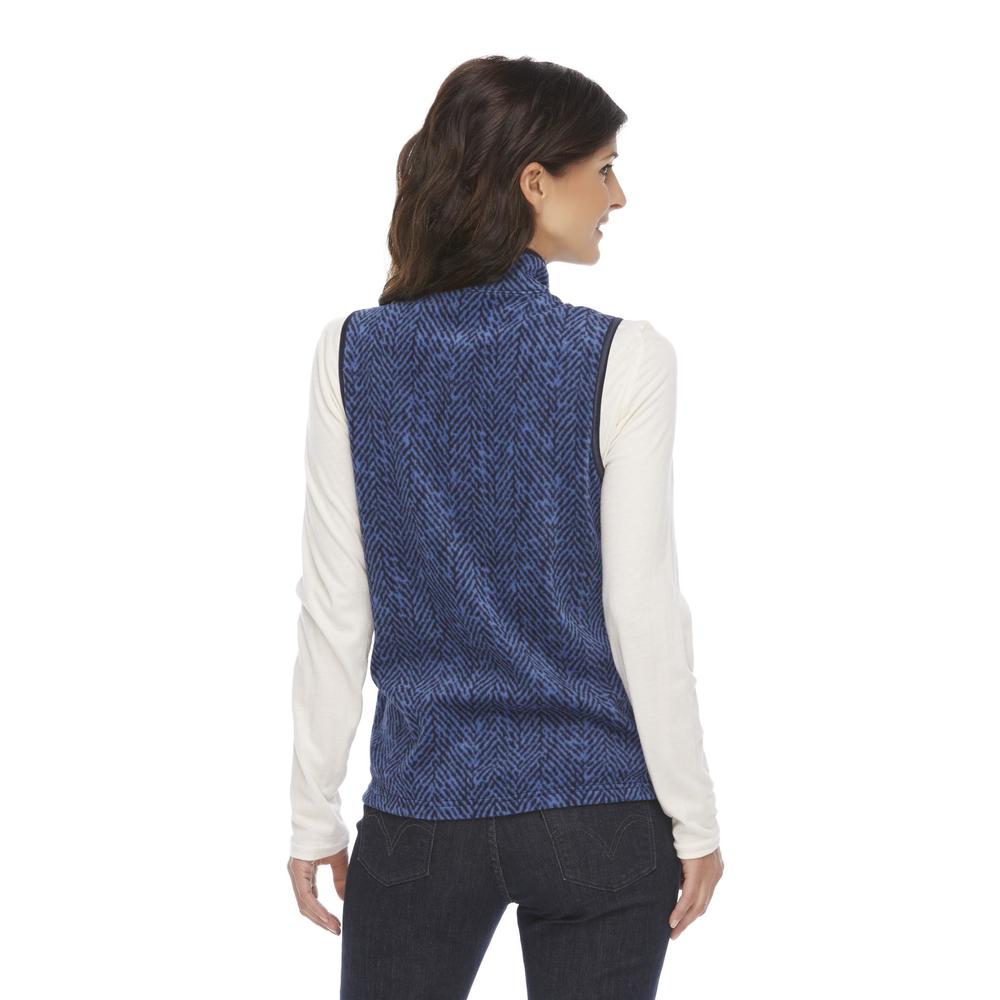 Basic Editions Women's Microfleece Vest - Herringbone