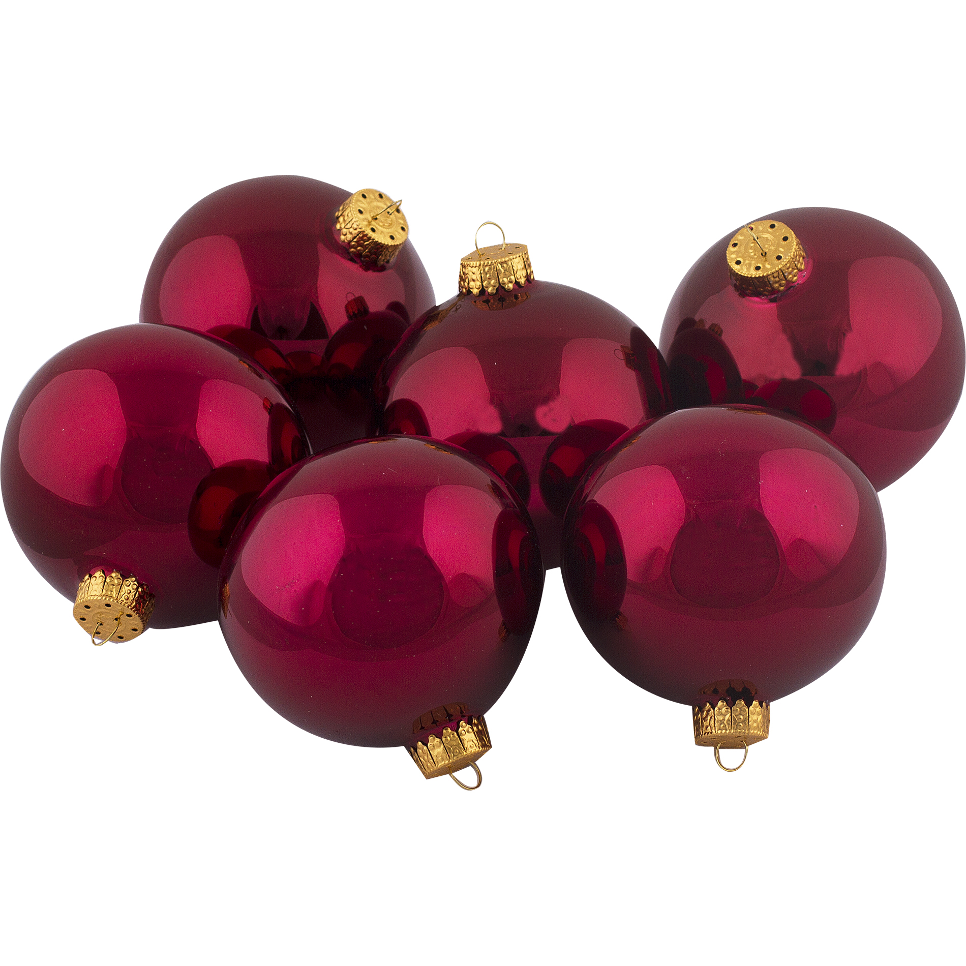 Donner & Blitzen Incorporated Burgundy Shiny Glass Christmas Ornaments, 85 mm, 6 Ct