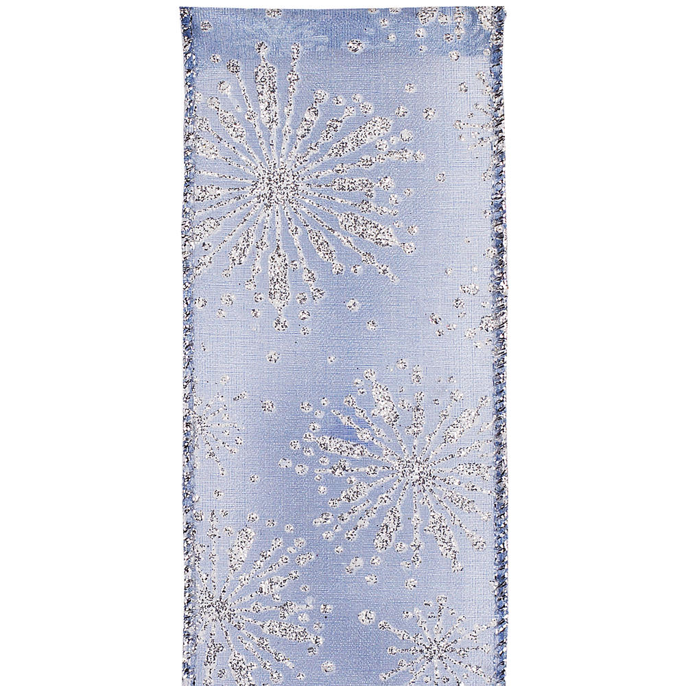 DONNER & BLITZEN Ribbon 2.5" Wide Blue with Snowflakes, 21'