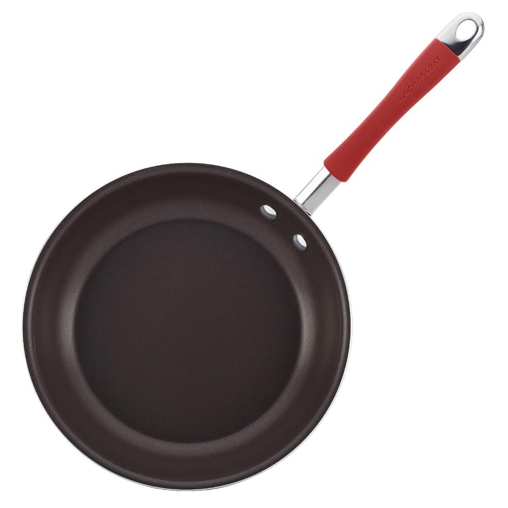 Rachael Ray Cucina Hard Enamel Nonstick Twin Pack Skillet Set, Cranberry Red
