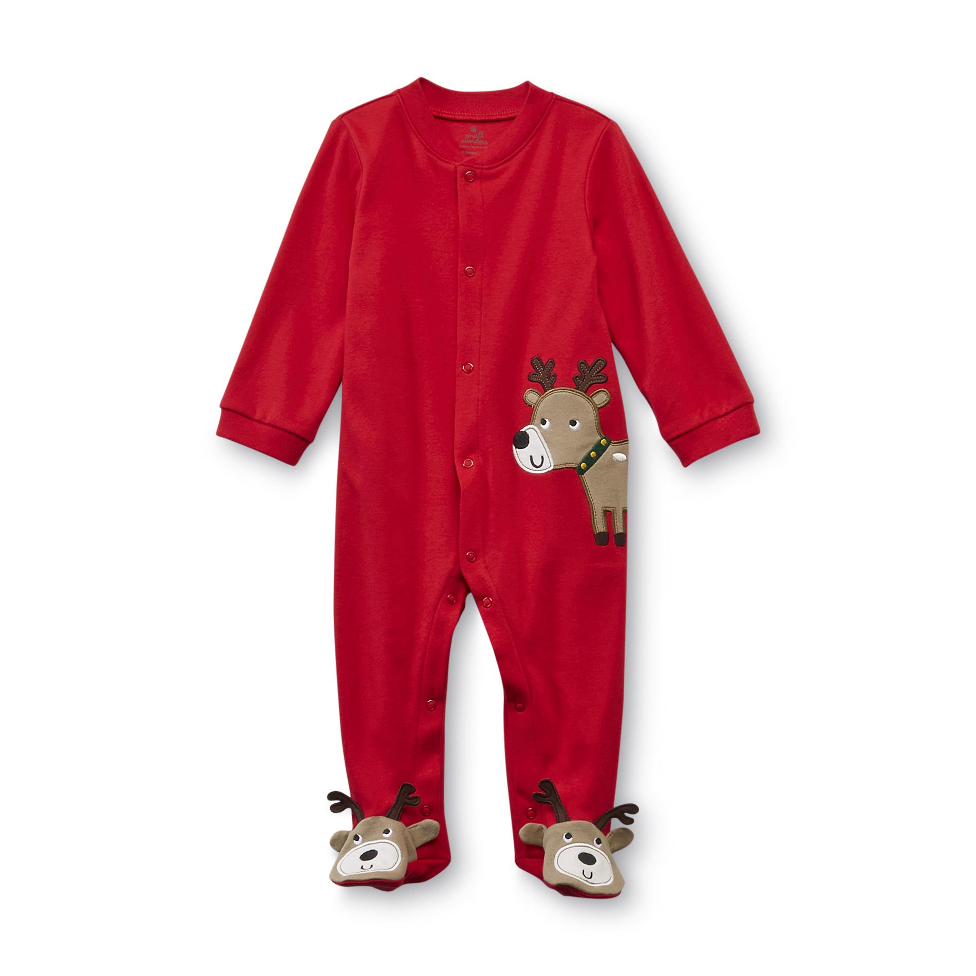 Small Wonders Newborn Boy's Footed  Sleeper Pajamas - Reindeer