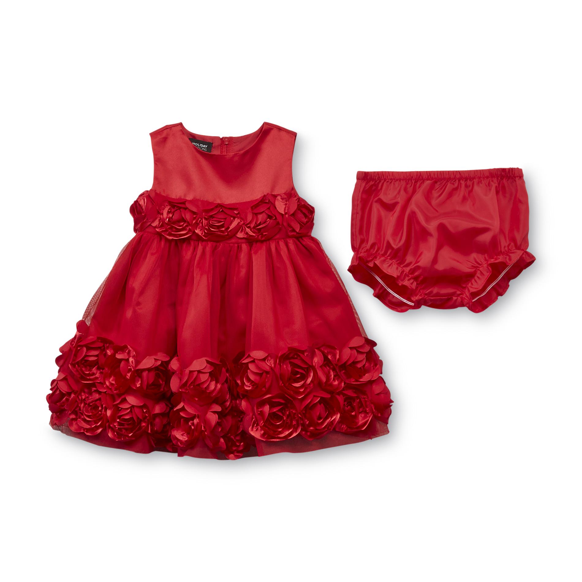 Small Wonders Newborn Girl's Dress & Diaper Cover - Rosettes
