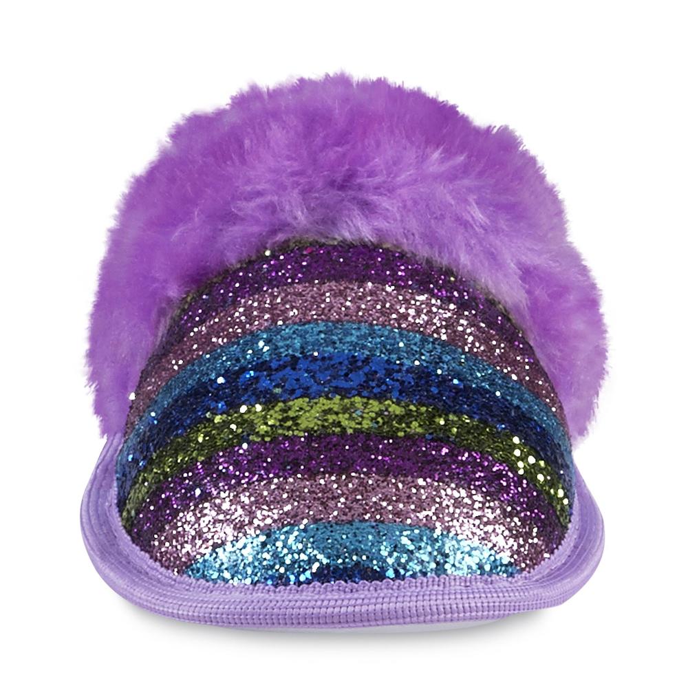 Bongo Girl's Gayle Glitter Stripe Purple/Multicolor Scuff Slipper