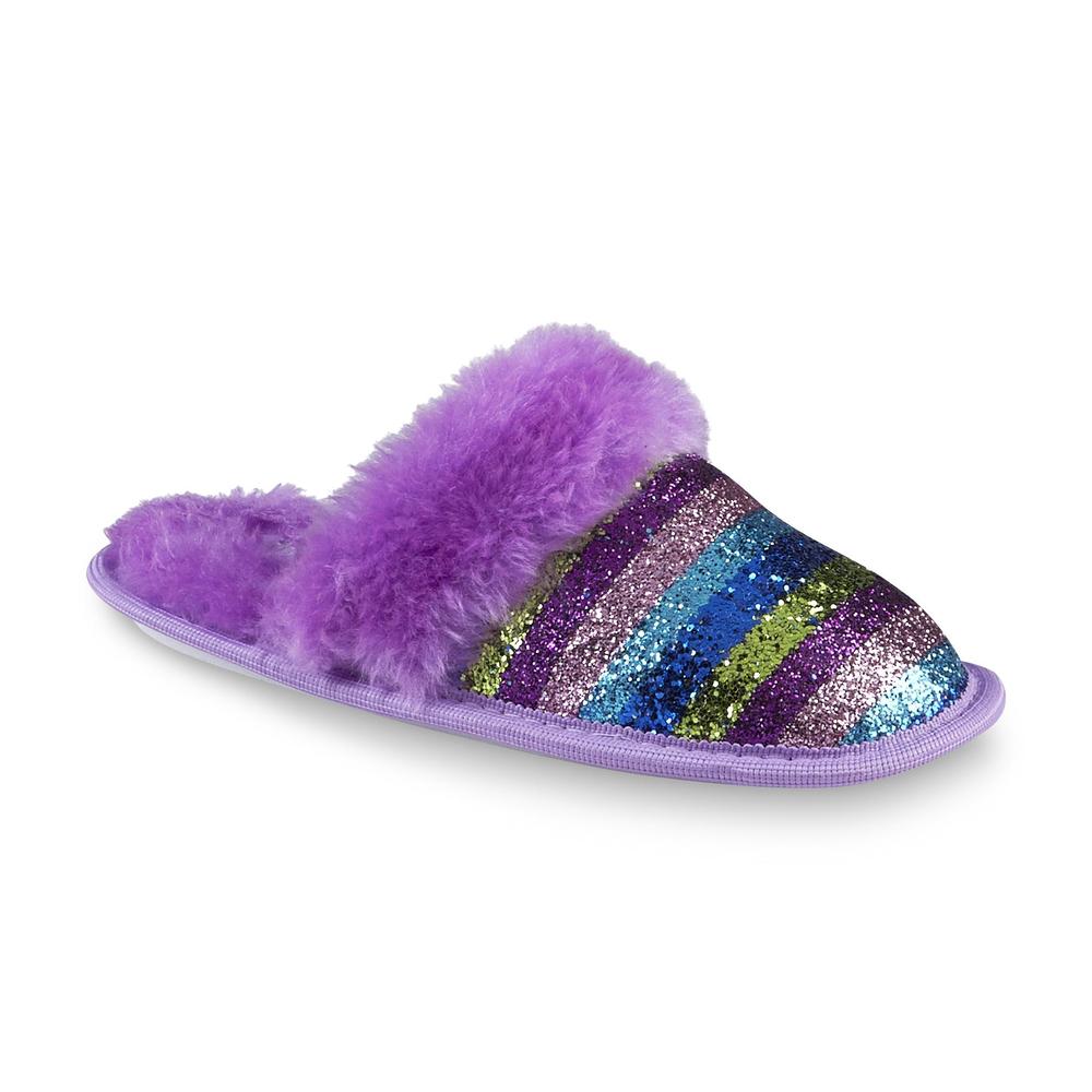 Bongo Girl's Gayle Glitter Stripe Purple/Multicolor Scuff Slipper
