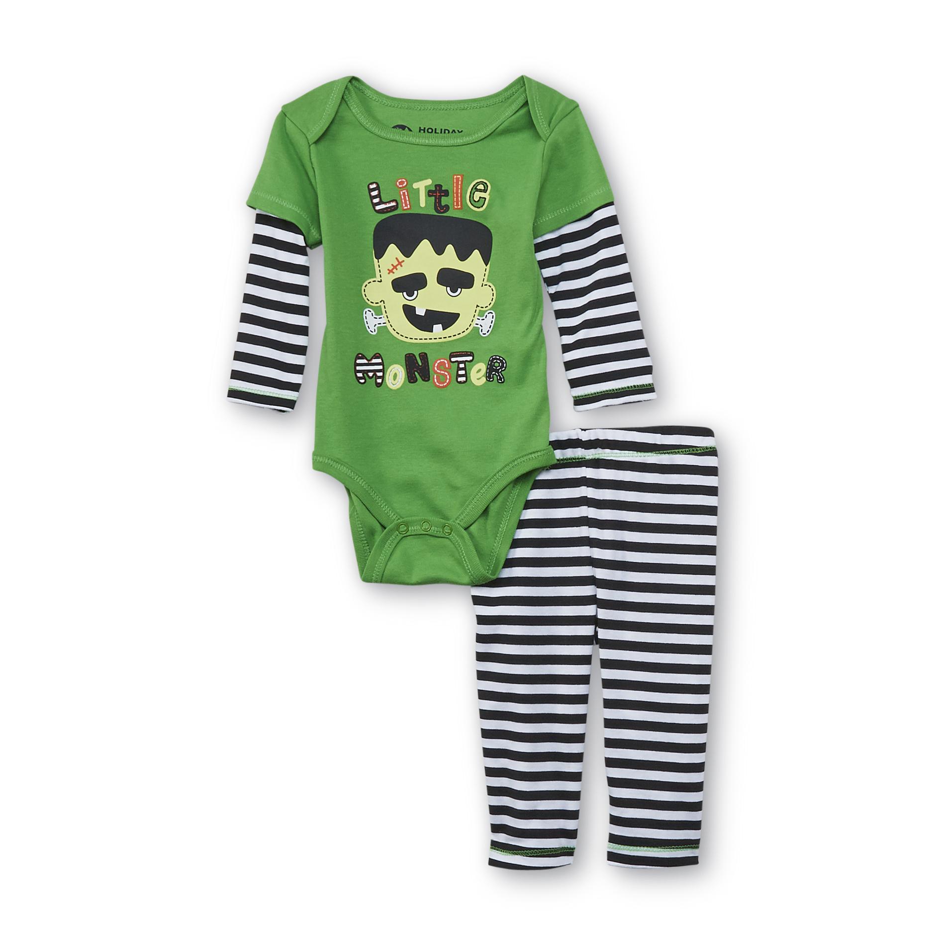 Holiday Editions Newborn Boy's Halloween Bodysuit & Pants - Frankenstein