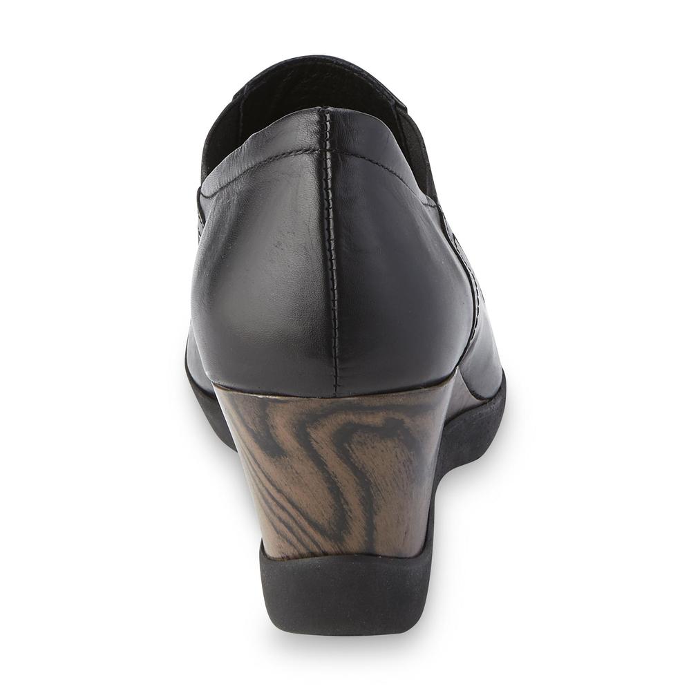 Sanita Women's Madeline Black Leather Wedge Shoe