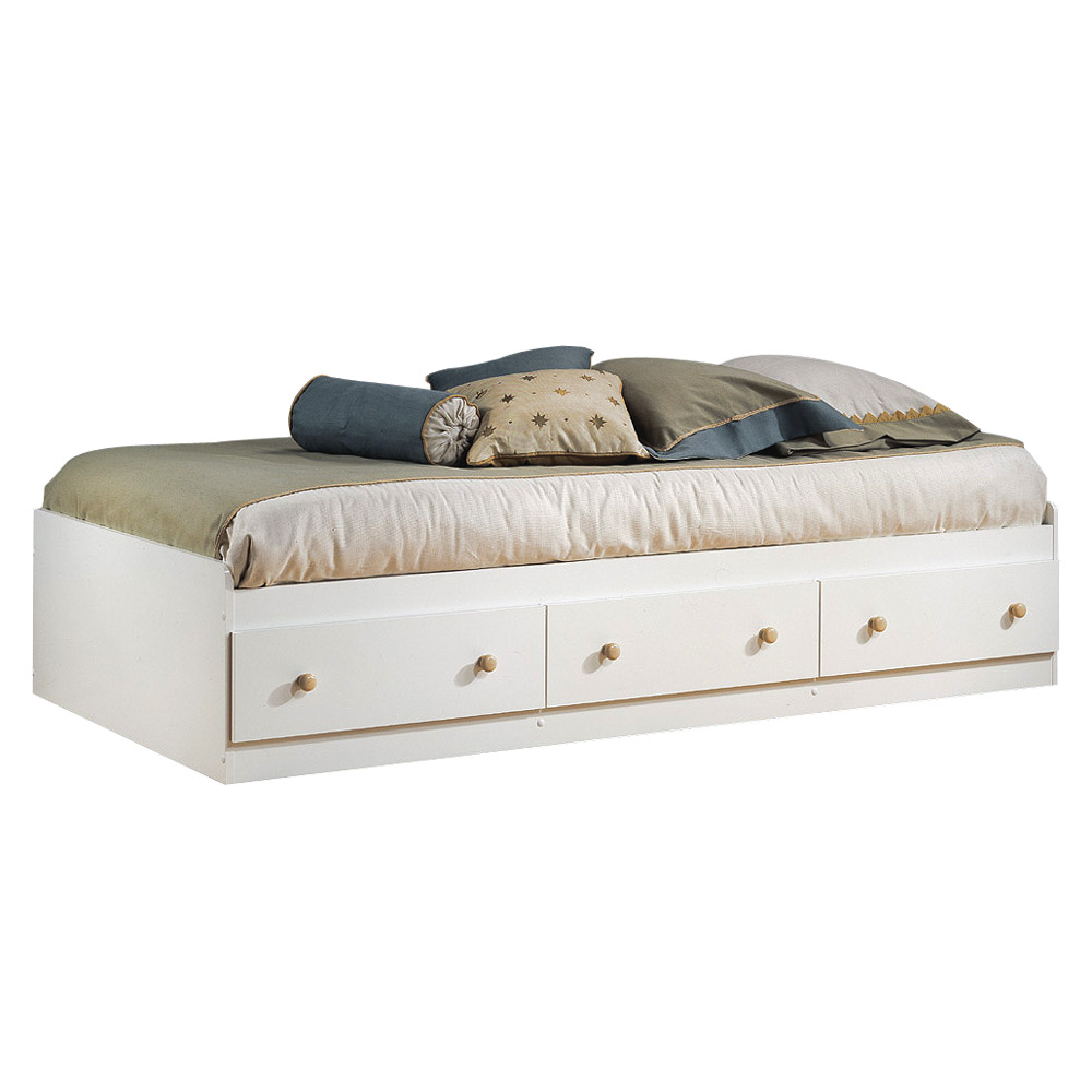 South Shore Summertime Twin Mates Bed - Pure White And Maple