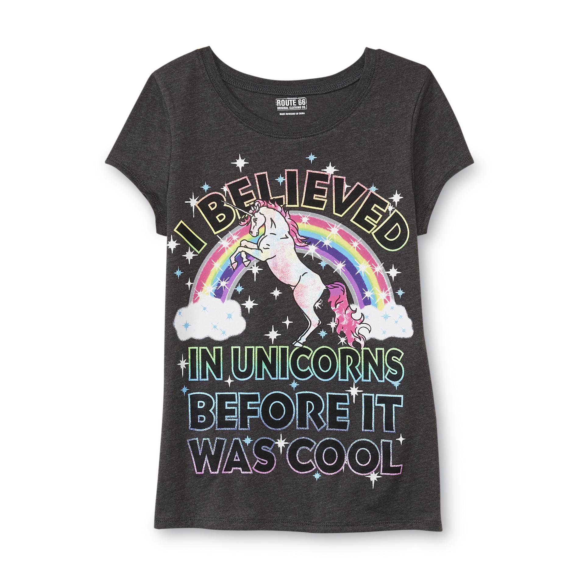 Route 66 Girl's Graphic T-Shirt - Believe In Unicorns