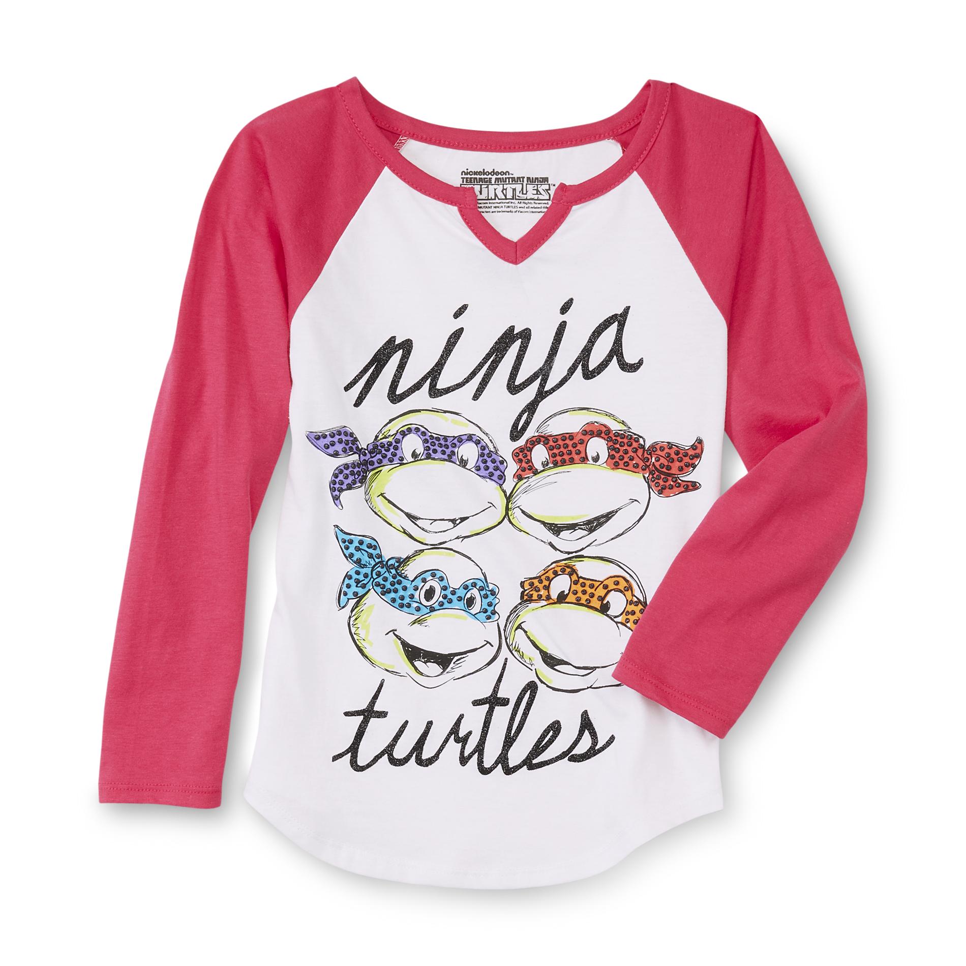 Nickelodeon Teenage Mutant Ninja Turtles Girl's Graphic T-Shirt - Glittered