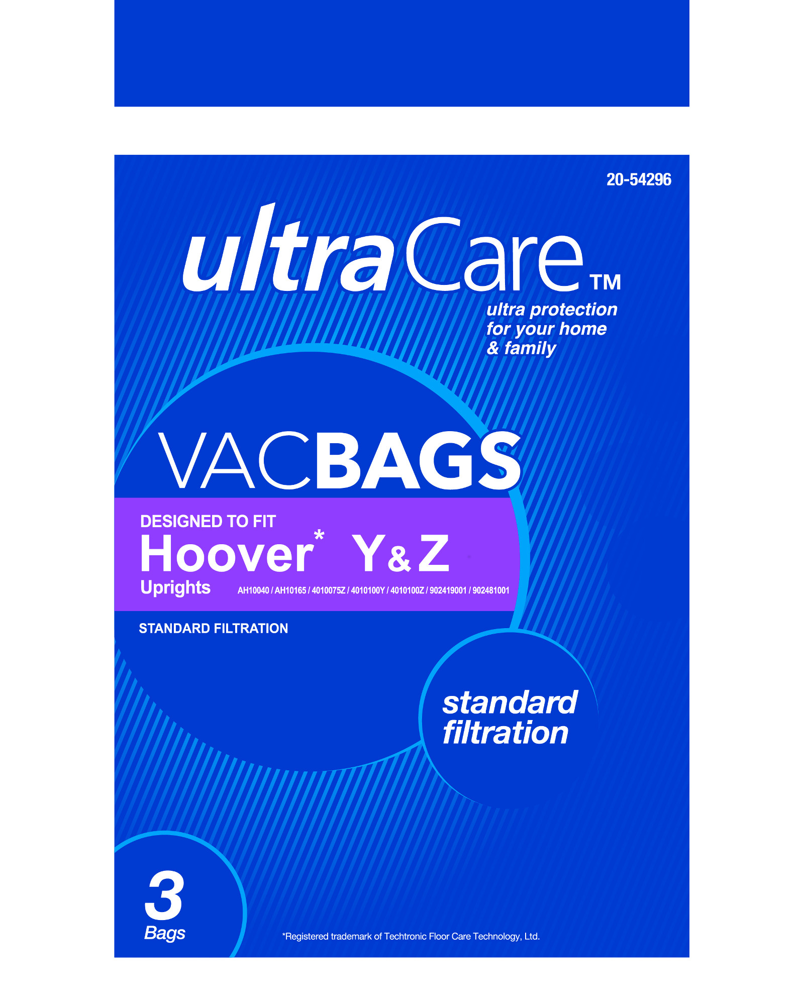 UltraCare UC247024 Vacuum Bags Hoover™ Type Y, Z Upright Vacuum Bags 3 pk