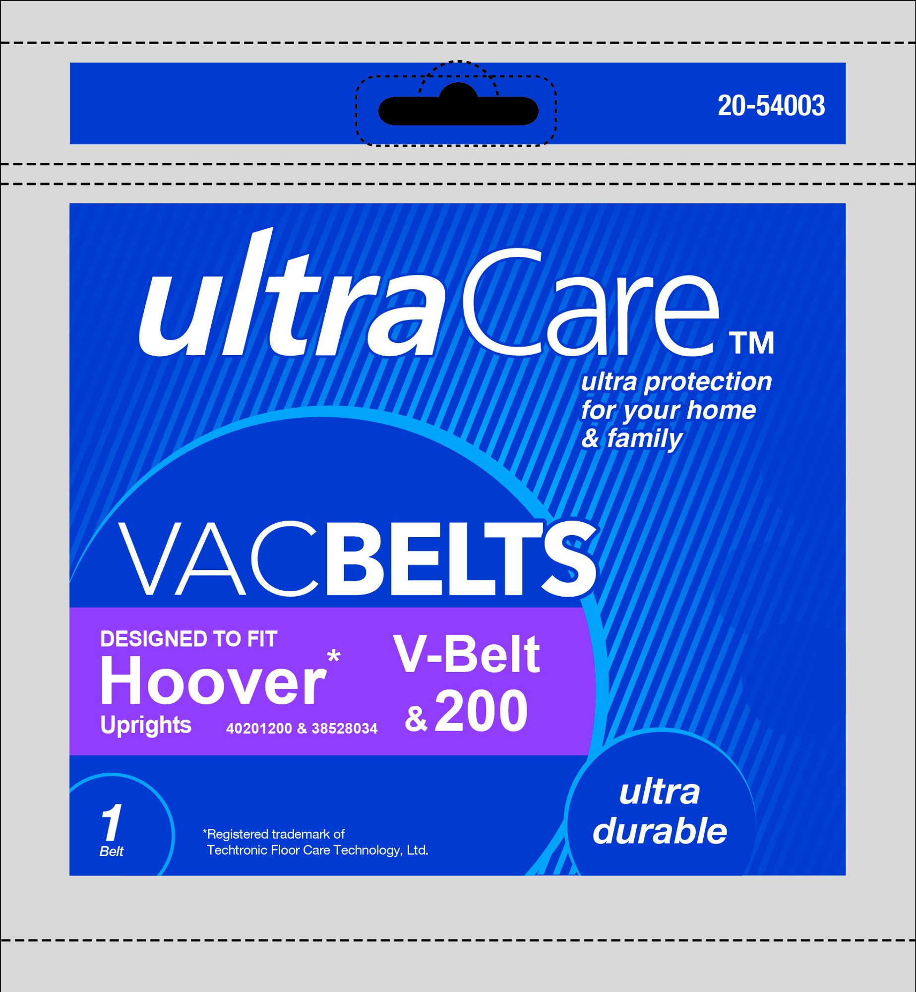 UltraCare UCB4200-6  Vacuum Belt for Hoover&#8482; type V-Belt, 200 Upright - 1 belt