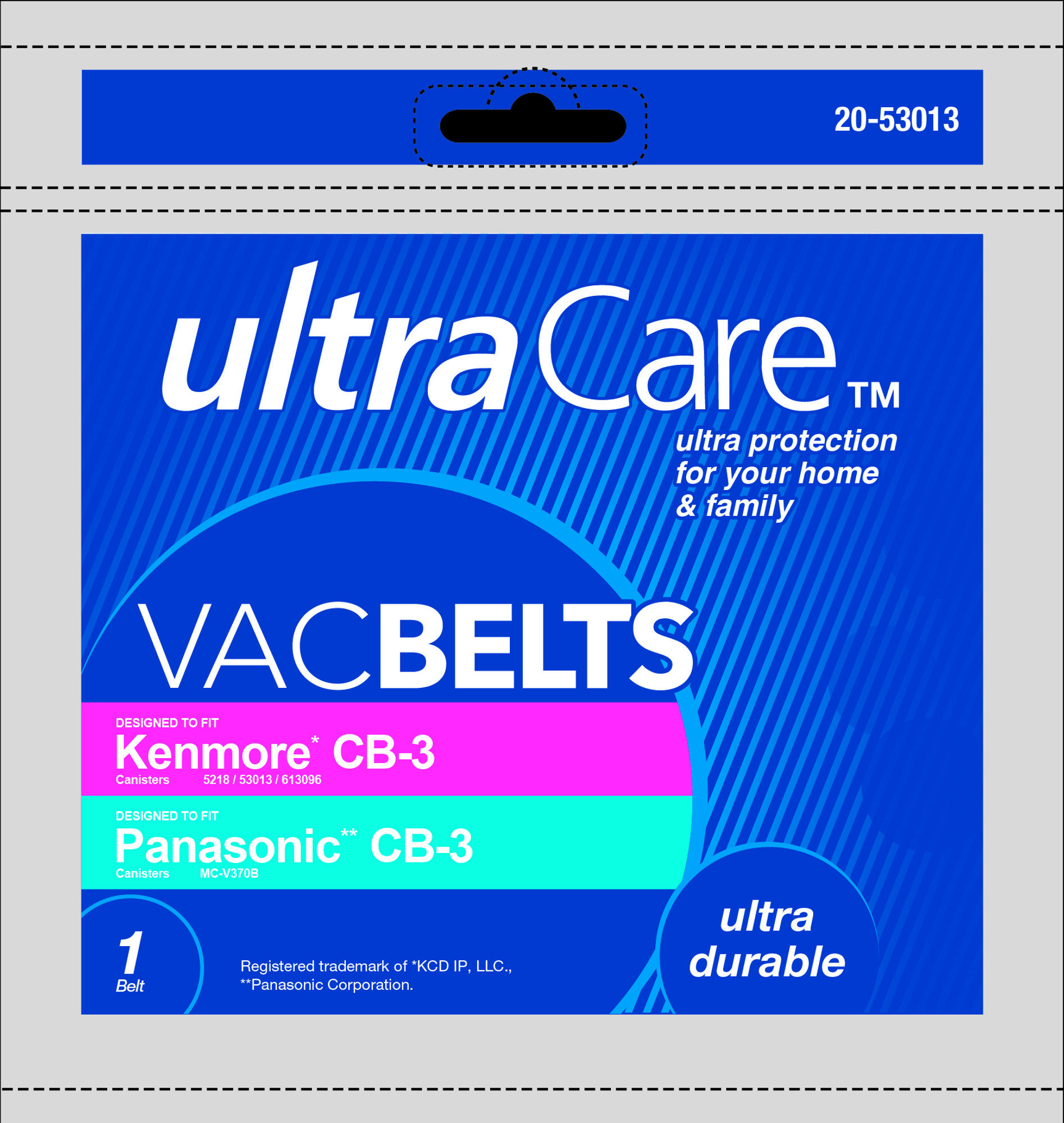 UltraCare UCB8213-6  Vacuum Belt for Kenmore&#8482; type CB-3; Panasonic type CB-3 Canisters - 1 belt