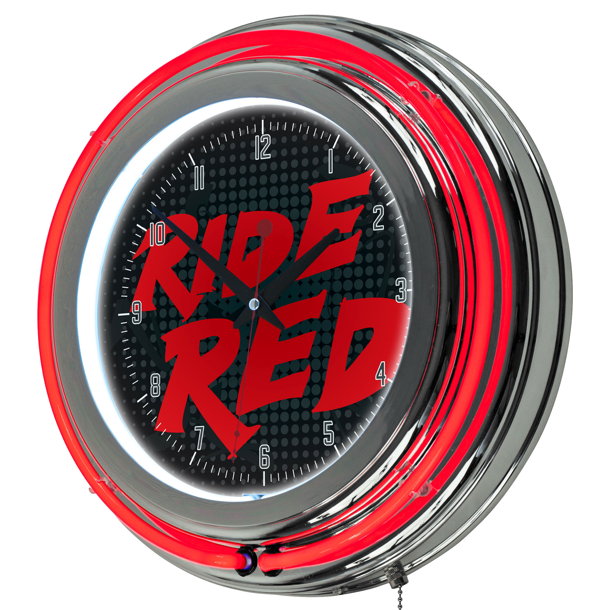 Honda Ride Red Chrome Double Ring Neon Clock