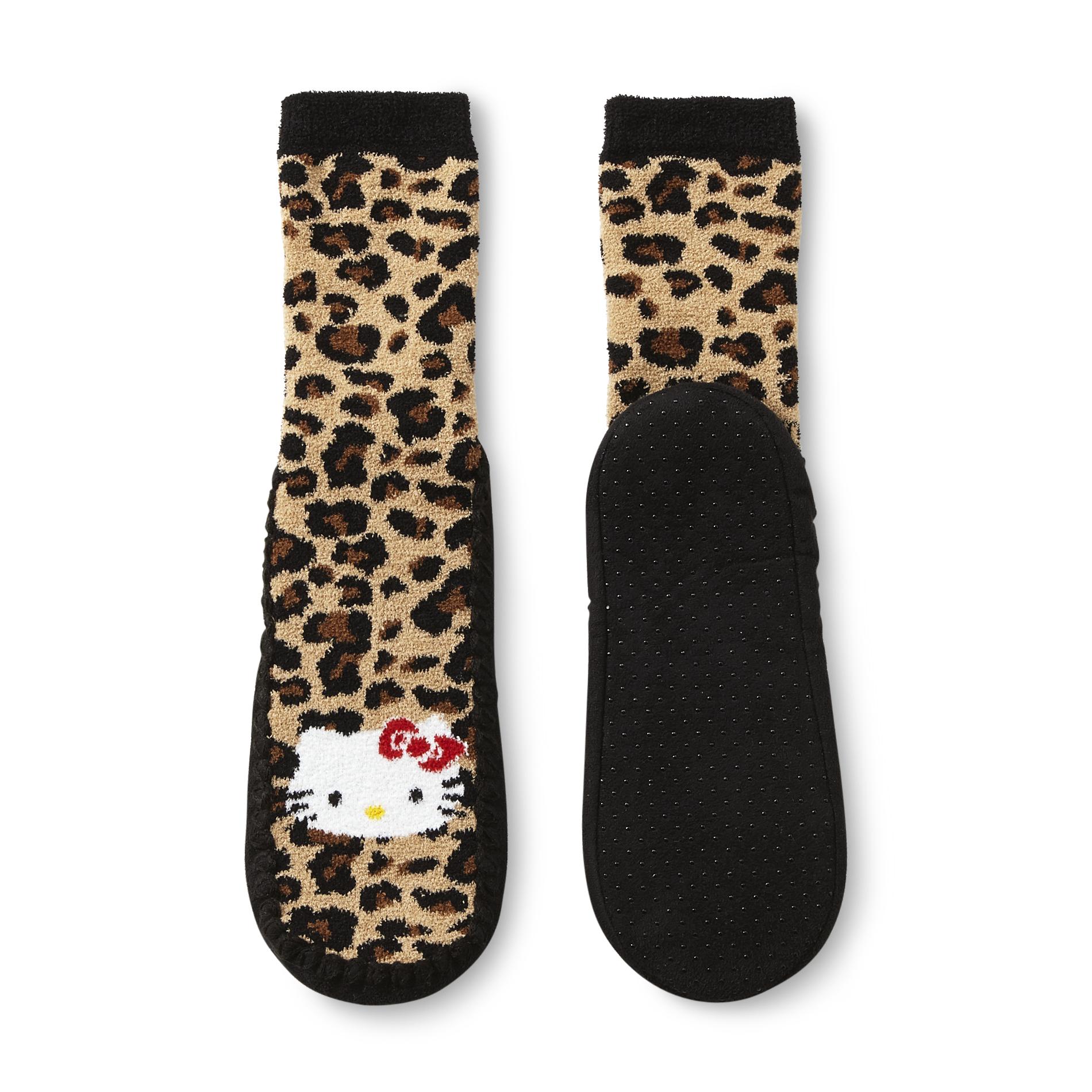 Hello Kitty Girl's Slipper Socks - Leopard Print