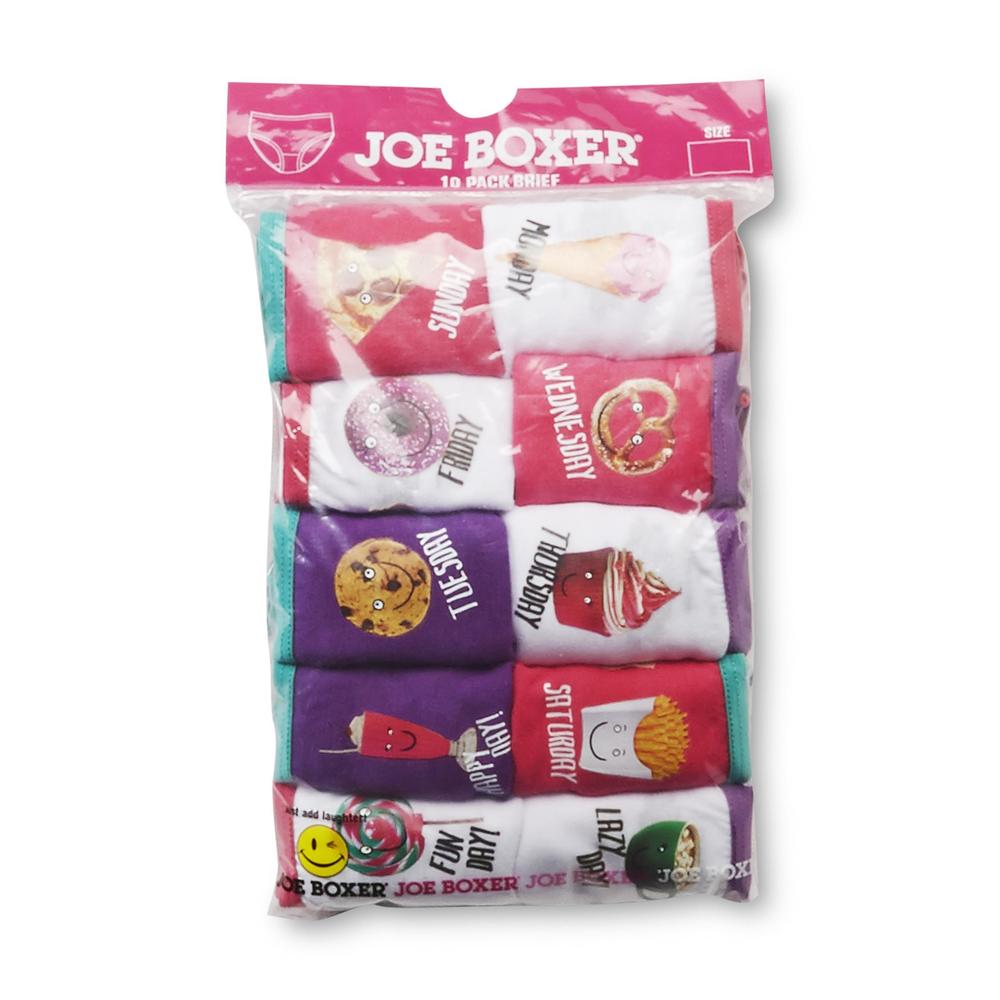Joe Boxer Girl's 10-Pack Day-Of-The-Week Brief Panties - Junk Food