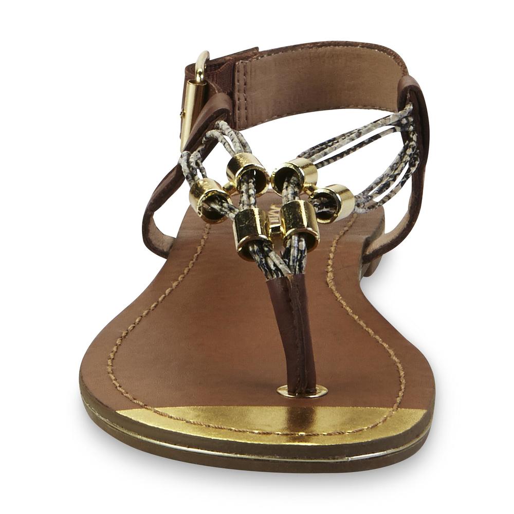 Bongo Women's Westley Camel/Goldtone/Snakeskin Thong Sandal