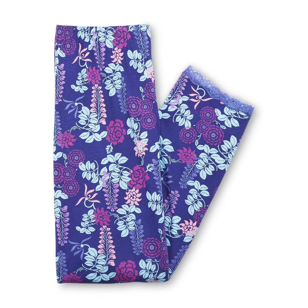 Jaclyn Smith Women's Lace-Trim Pajama Top & Pants - Floral Print