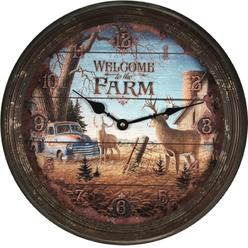 River's Edge Rivers Edge Products Welcome Deer Rusty Metal Clock, 15-Inch
