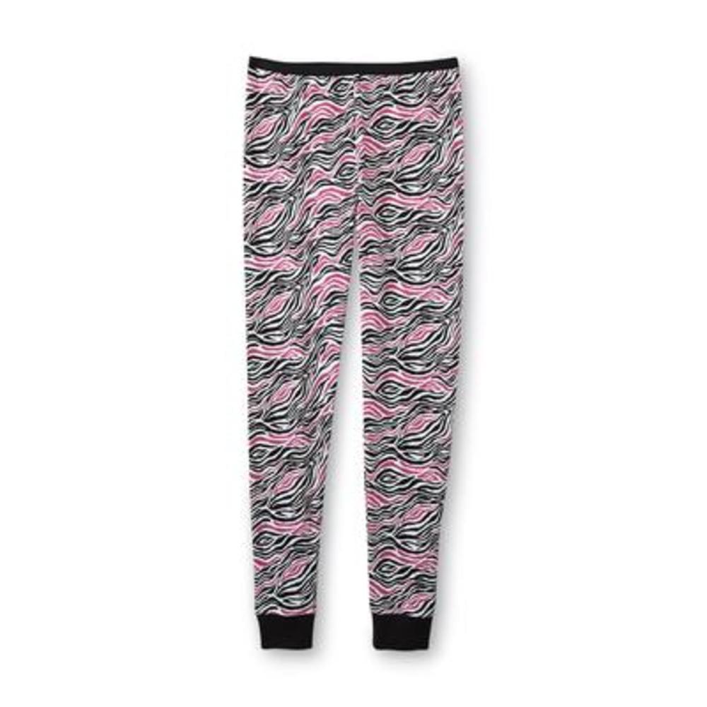 Joe Boxer Women's Plus Waffle-Knit Thermal Pants - Zebra Print