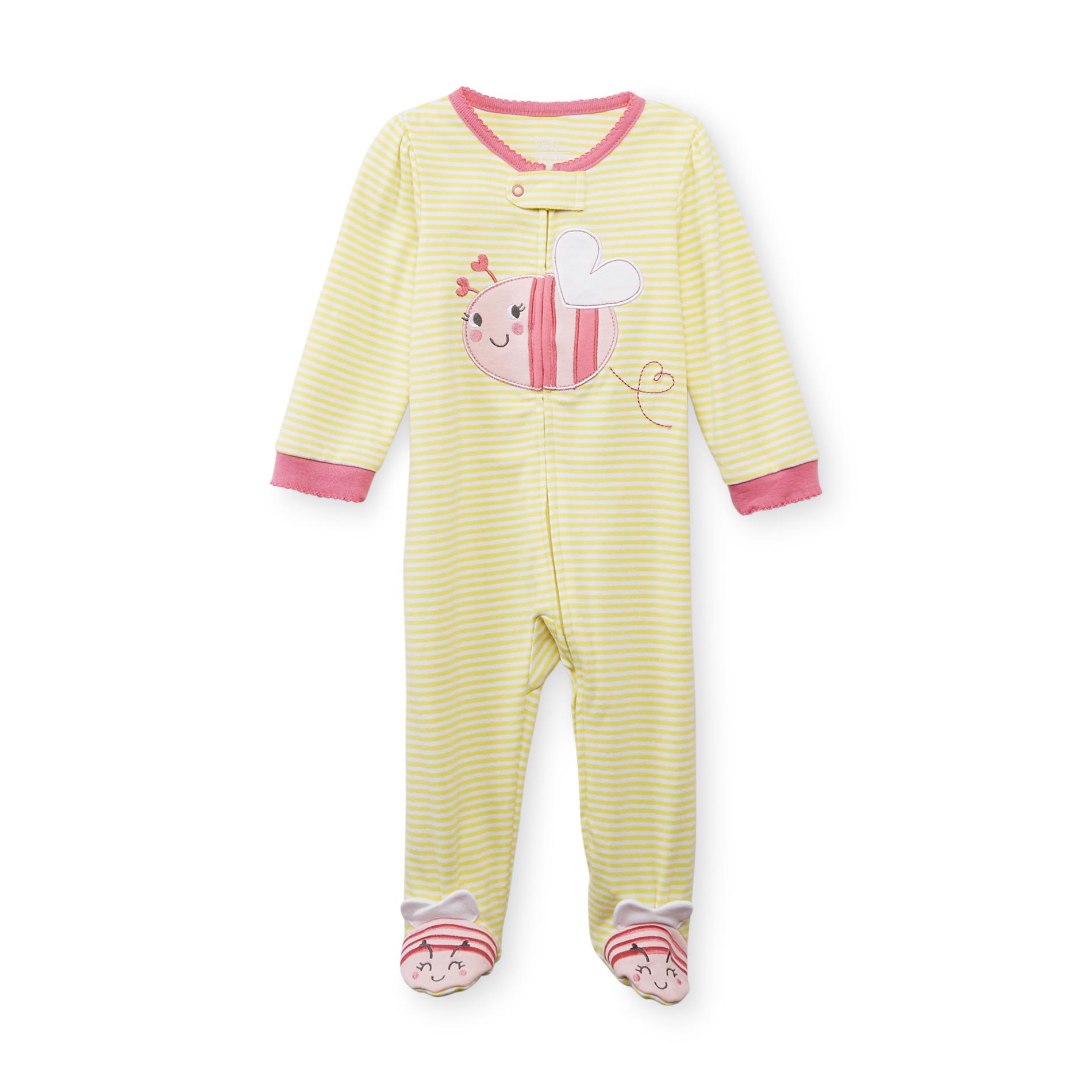 Little Wonders Newborn Girl's Footed Sleeper Pajamas Happy Bee