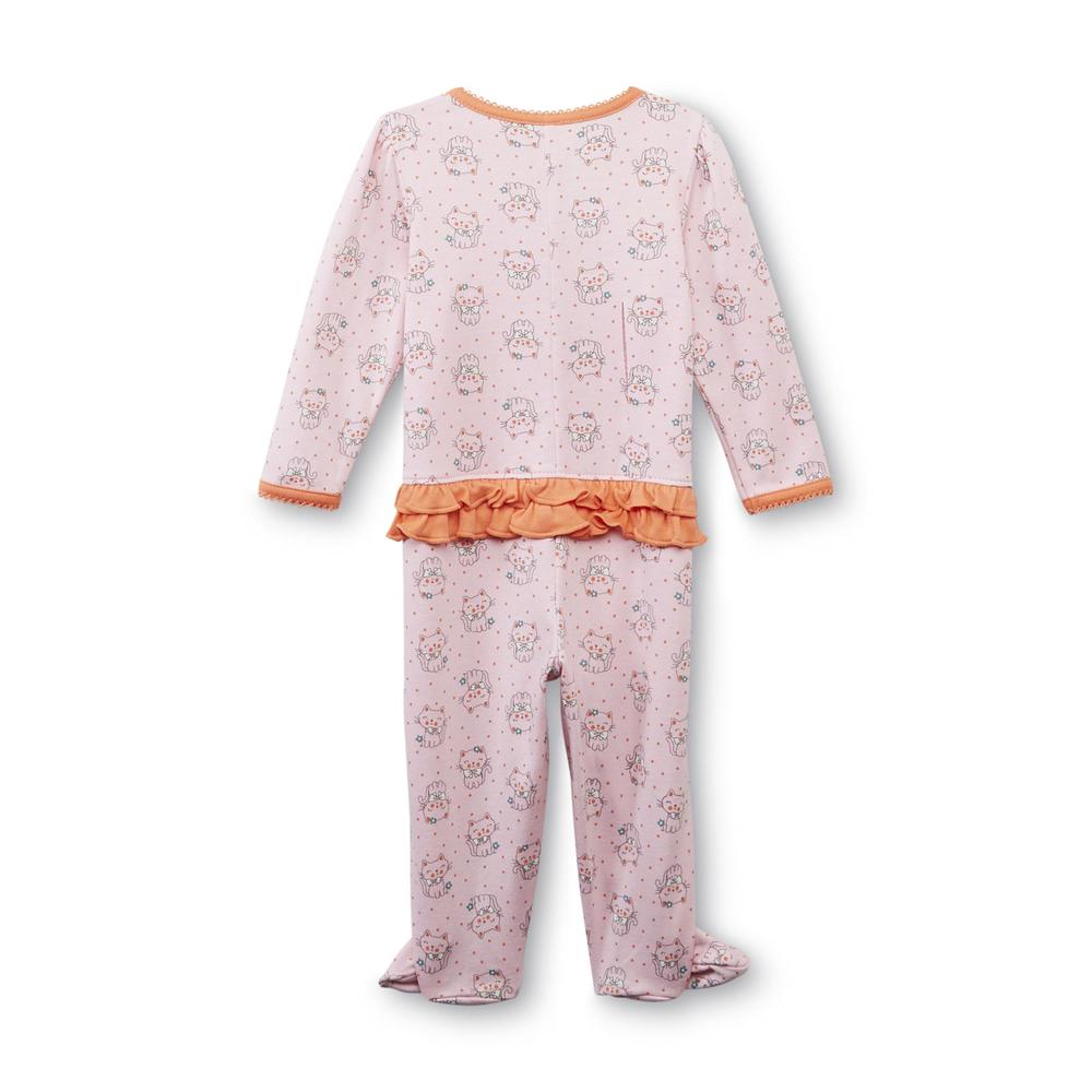Little Wonders Newborn Girl's Footed Pajamas - Kitty