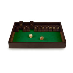 Sterling Games Wooden Shut The Box Game 12 Numbers with Home Decor Design Lid Cover and Felted Rolling Surface