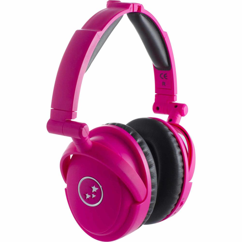 Able Planet NC180PKM Musician's Choice® Neon™ Around the Ear Active Noise Canceling Foldable Headphones - Pink