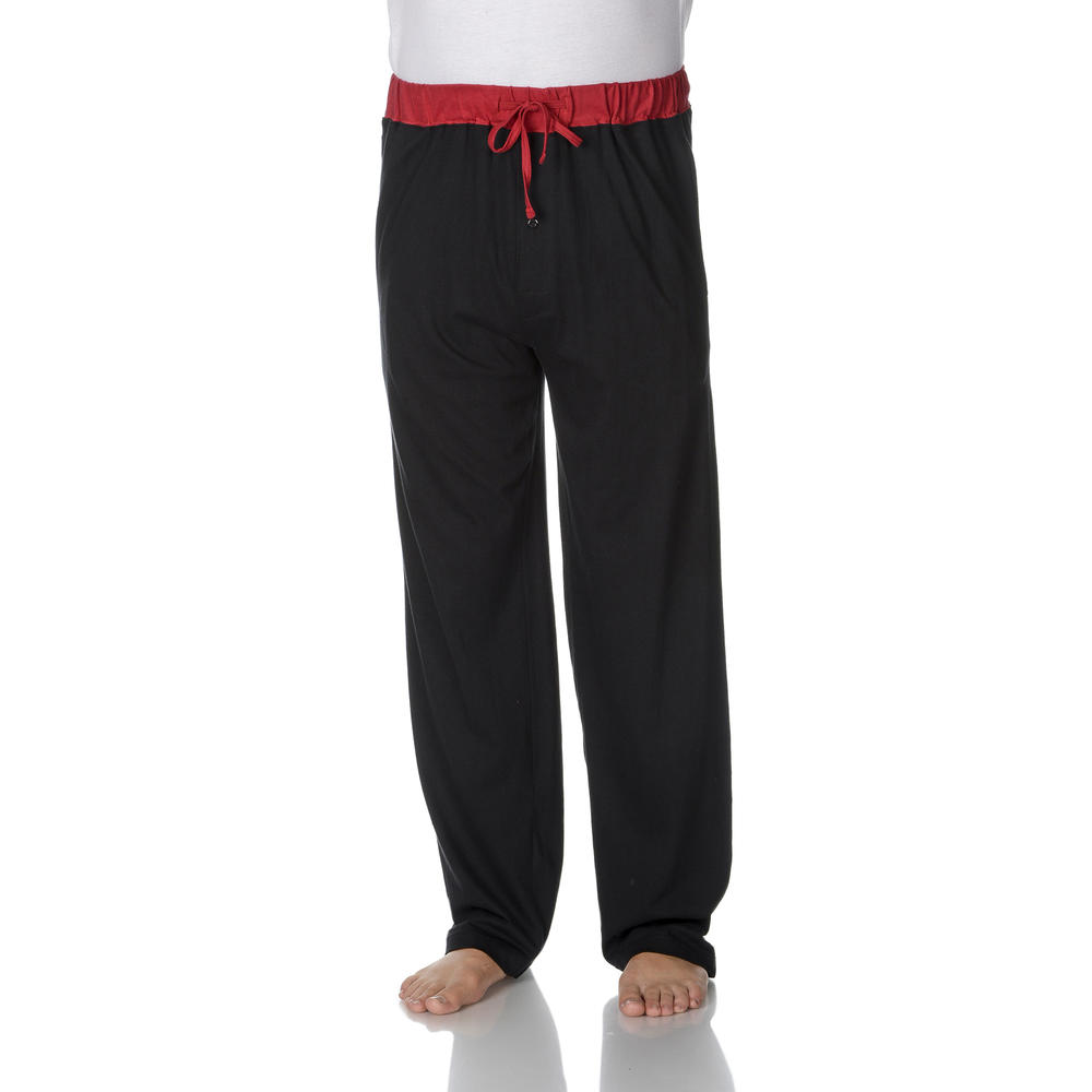 Hanes Men's 2PK Knit Solid Black with Woven Red Plaid Pants - Online Exclusive